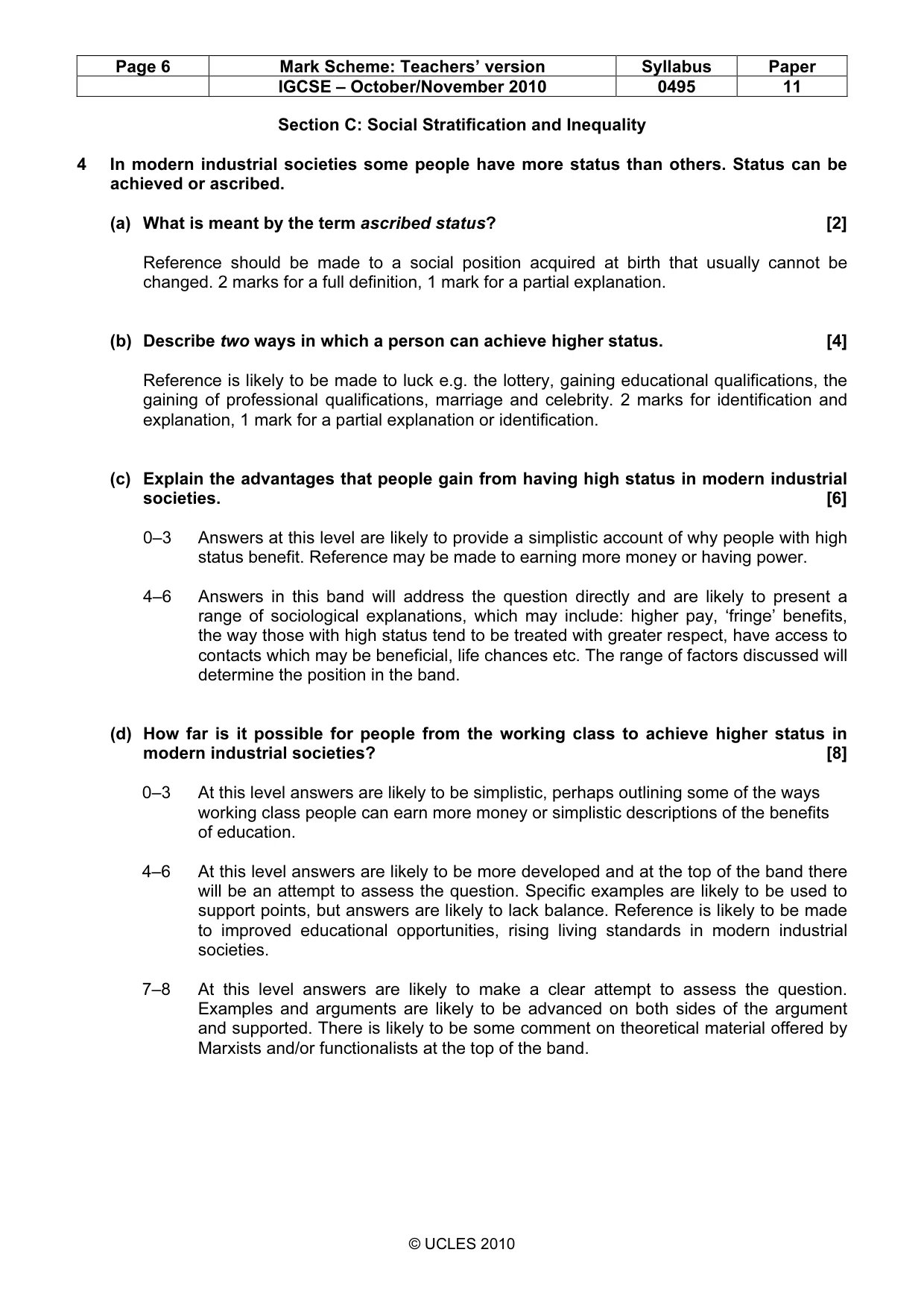 Mark scheme, page 6 of 9