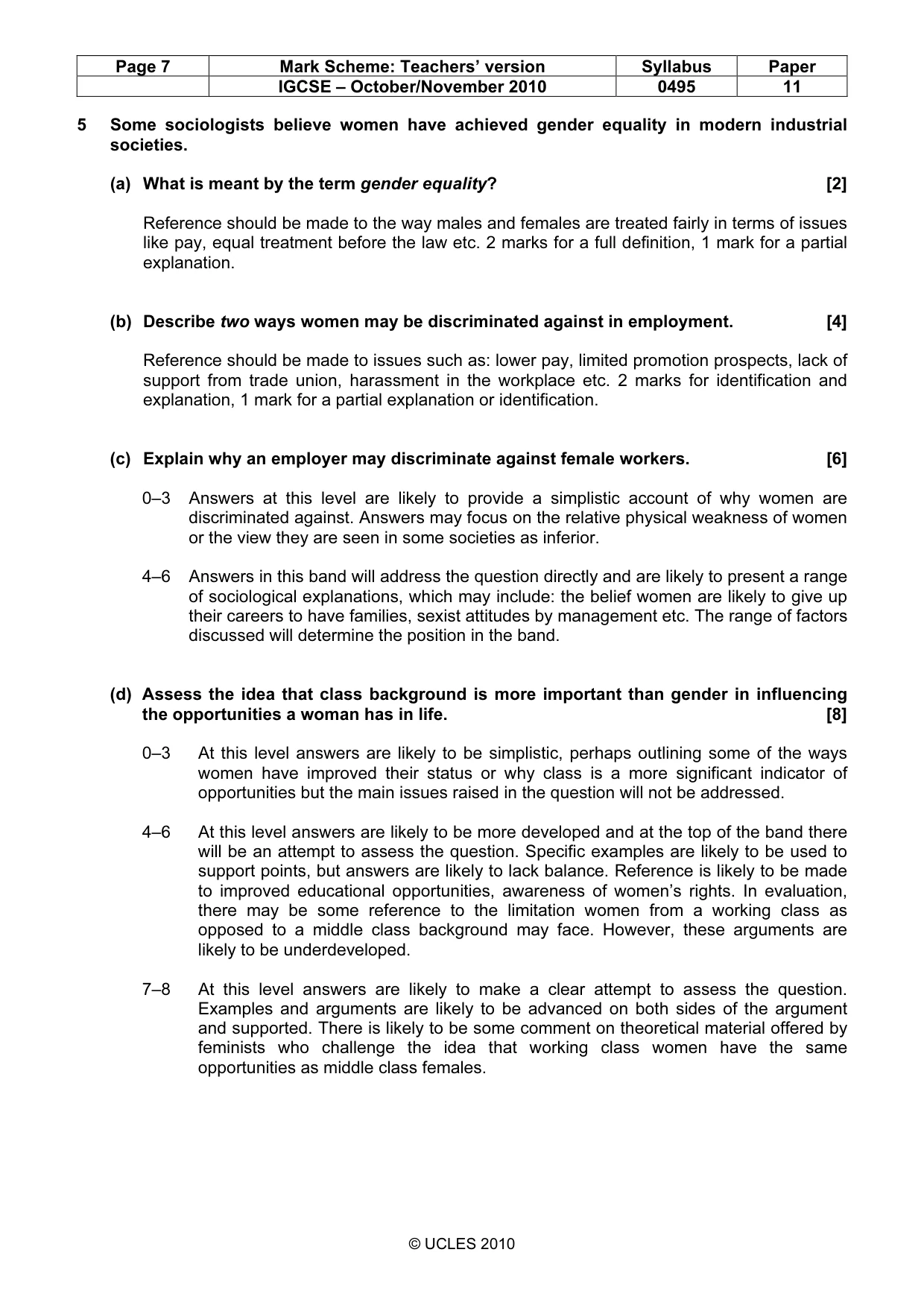 Mark scheme, page 7 of 9