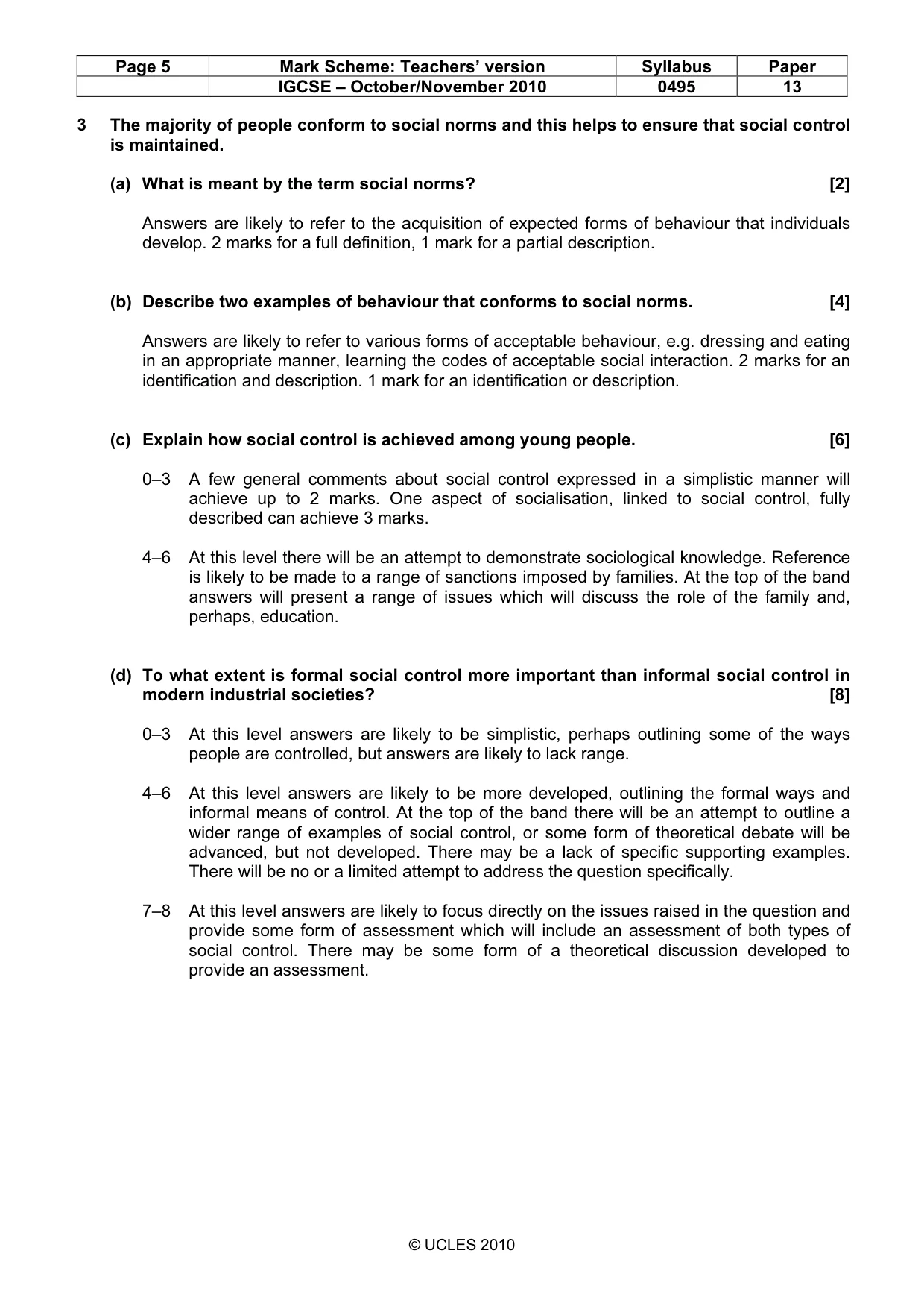 Mark scheme, page 5 of 9