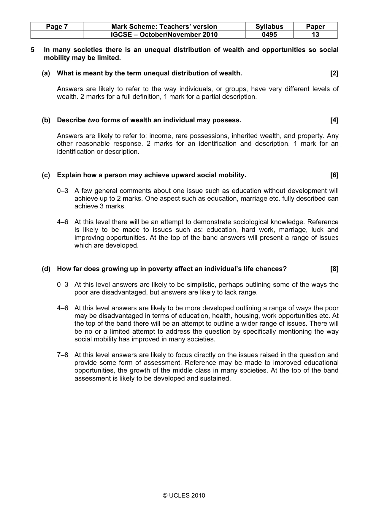 Mark scheme, page 7 of 9