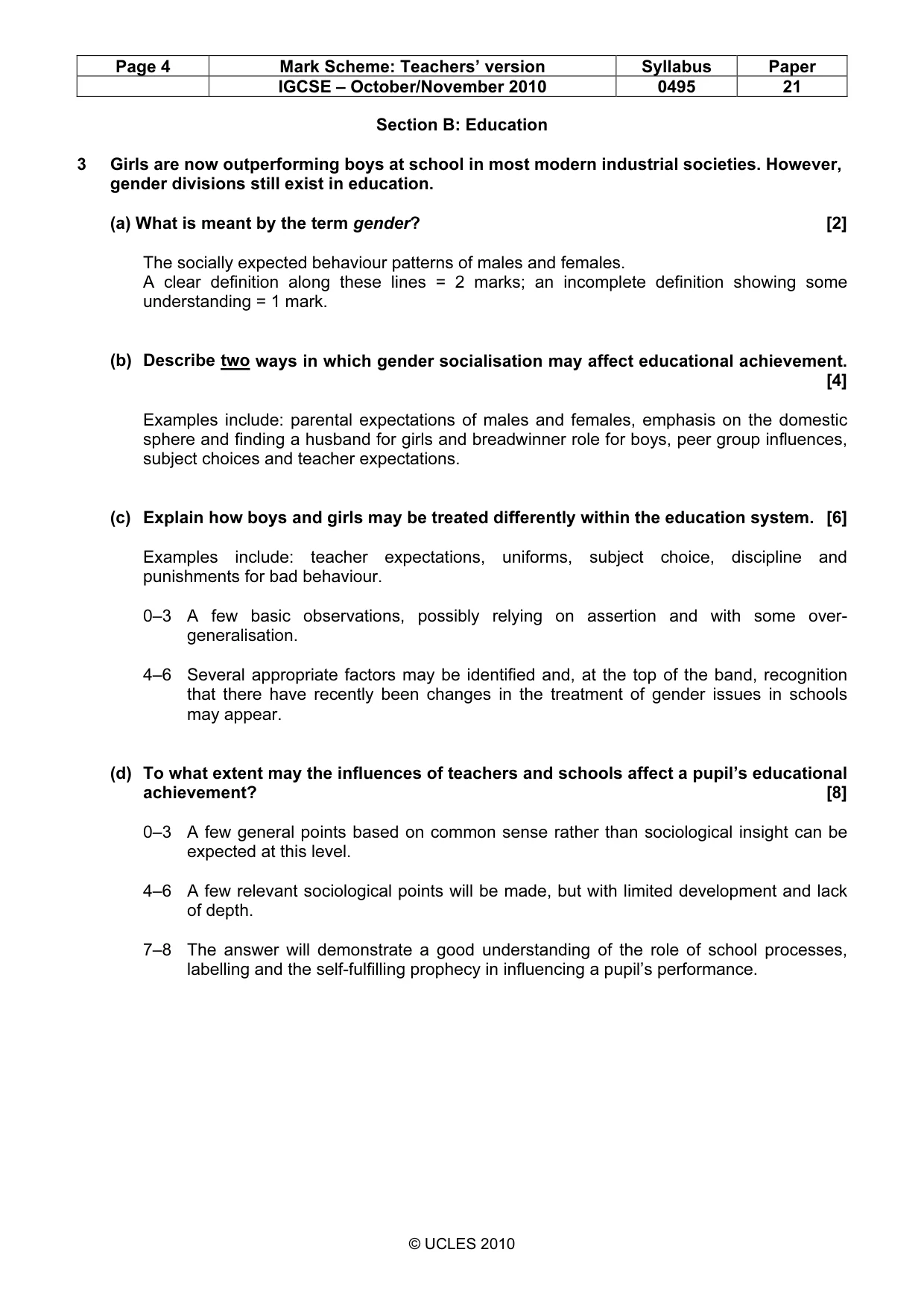 Mark scheme, page 4 of 9