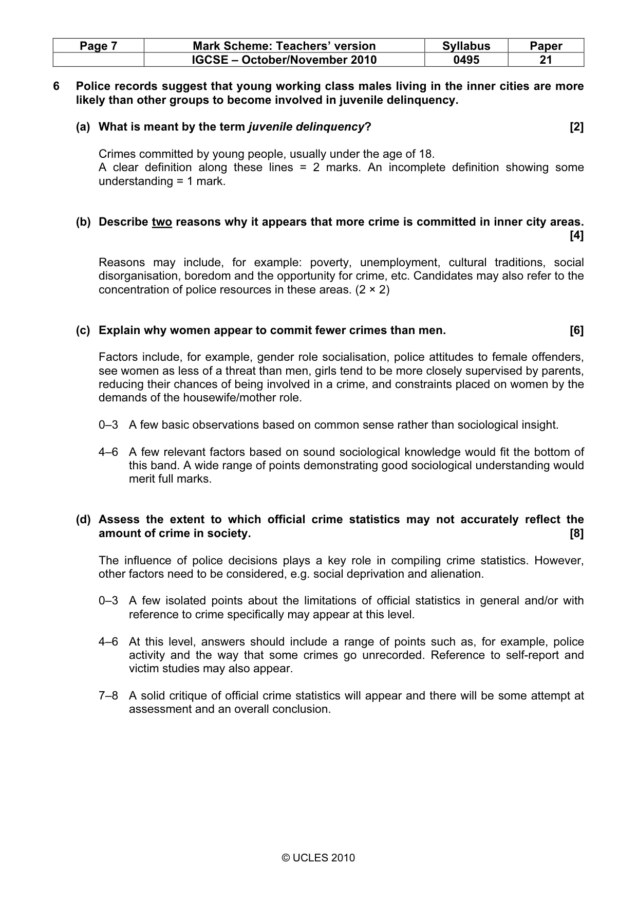 Mark scheme, page 7 of 9