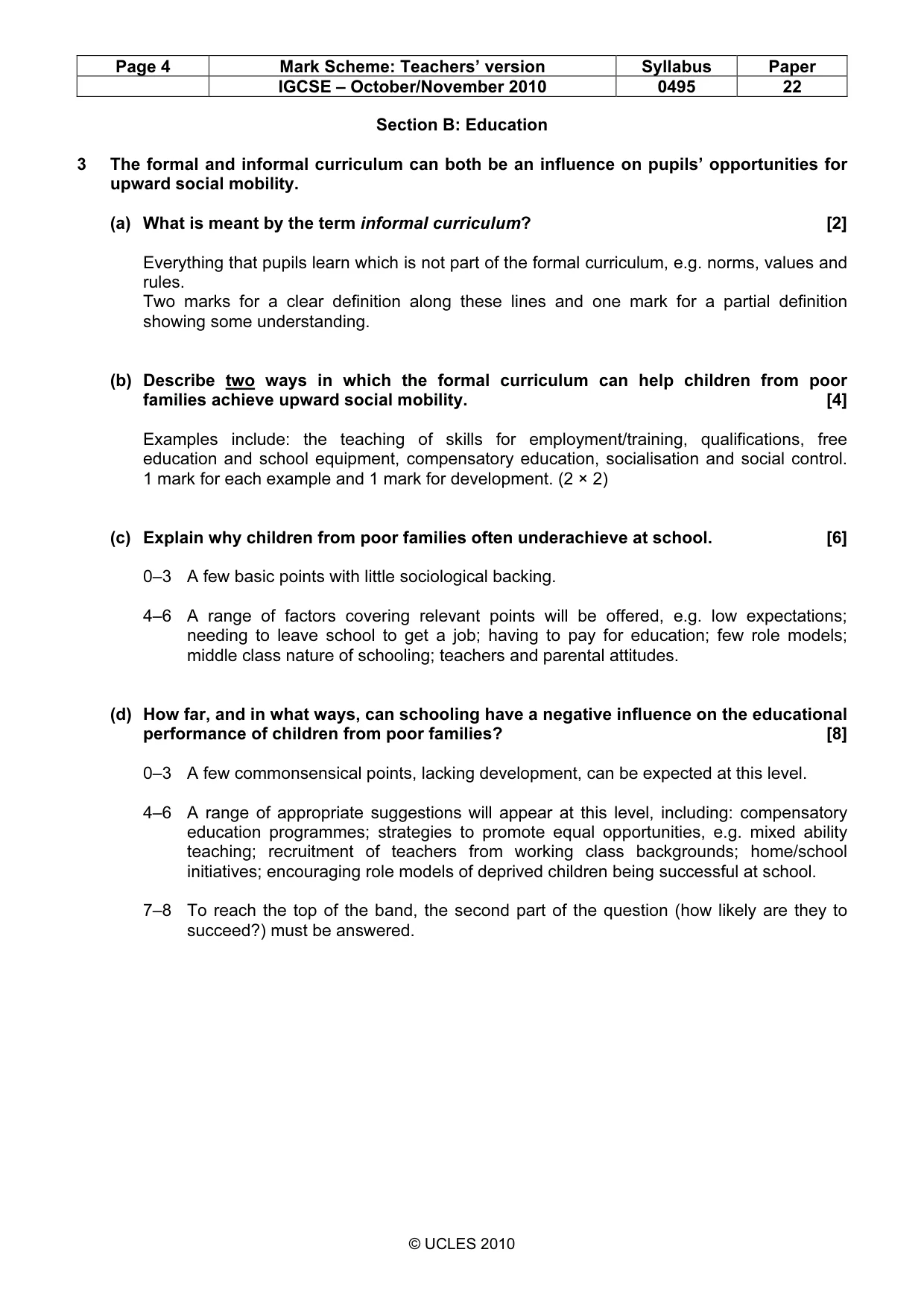 Mark scheme, page 4 of 9