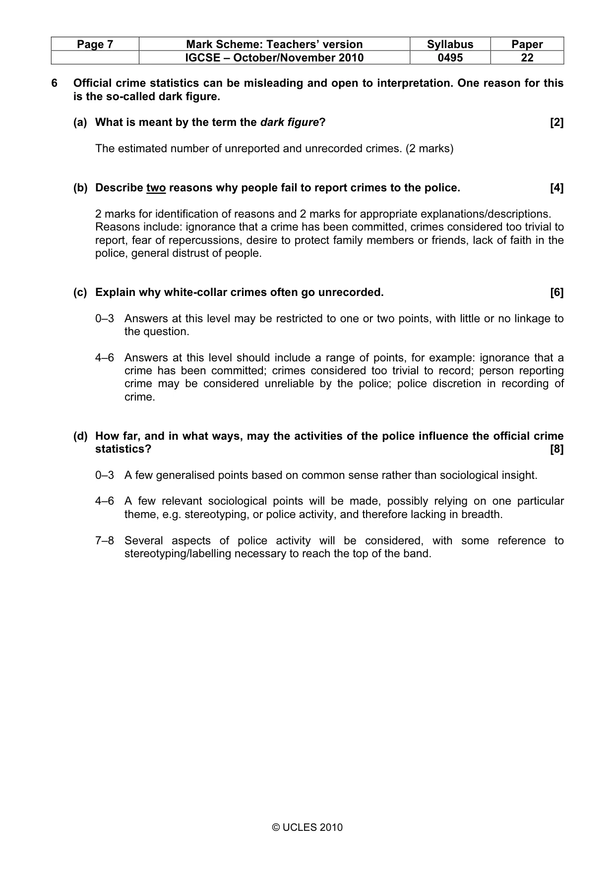 Mark scheme, page 7 of 9