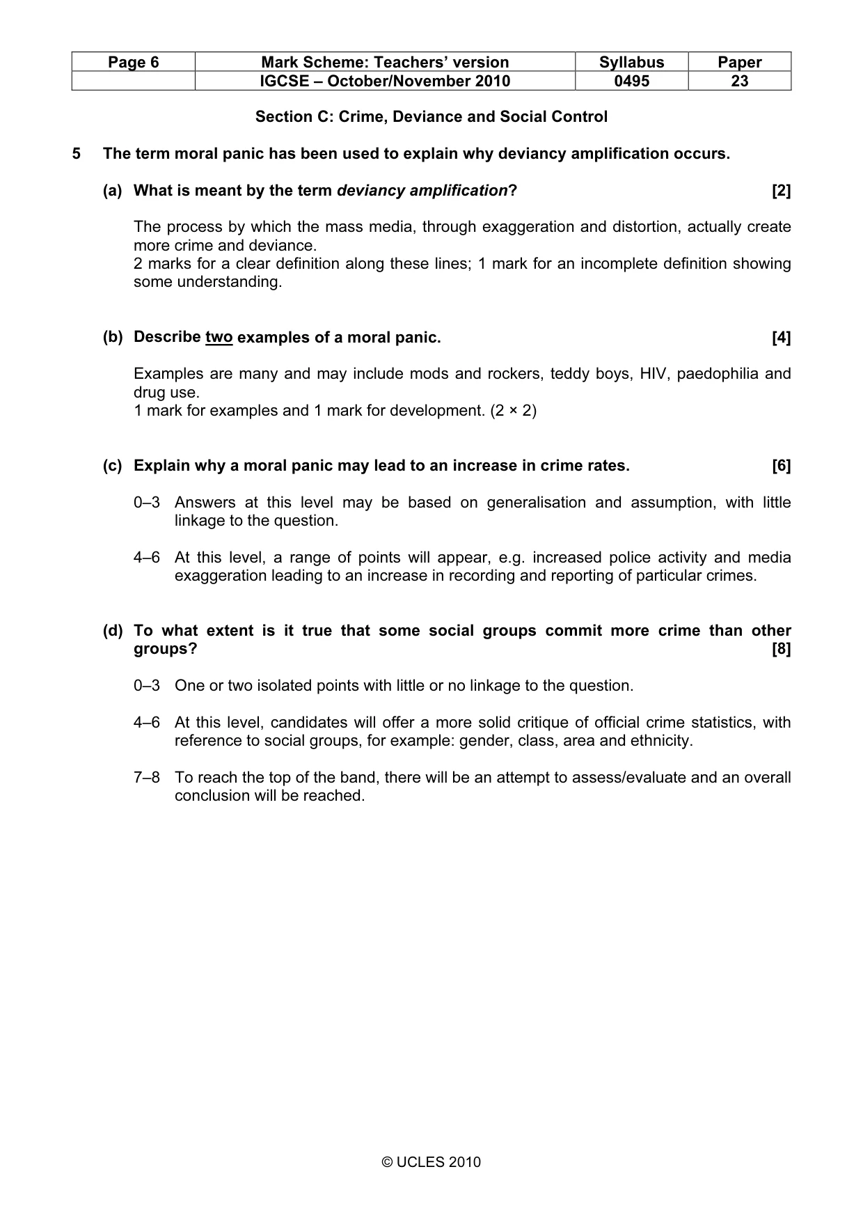 Mark scheme, page 6 of 9