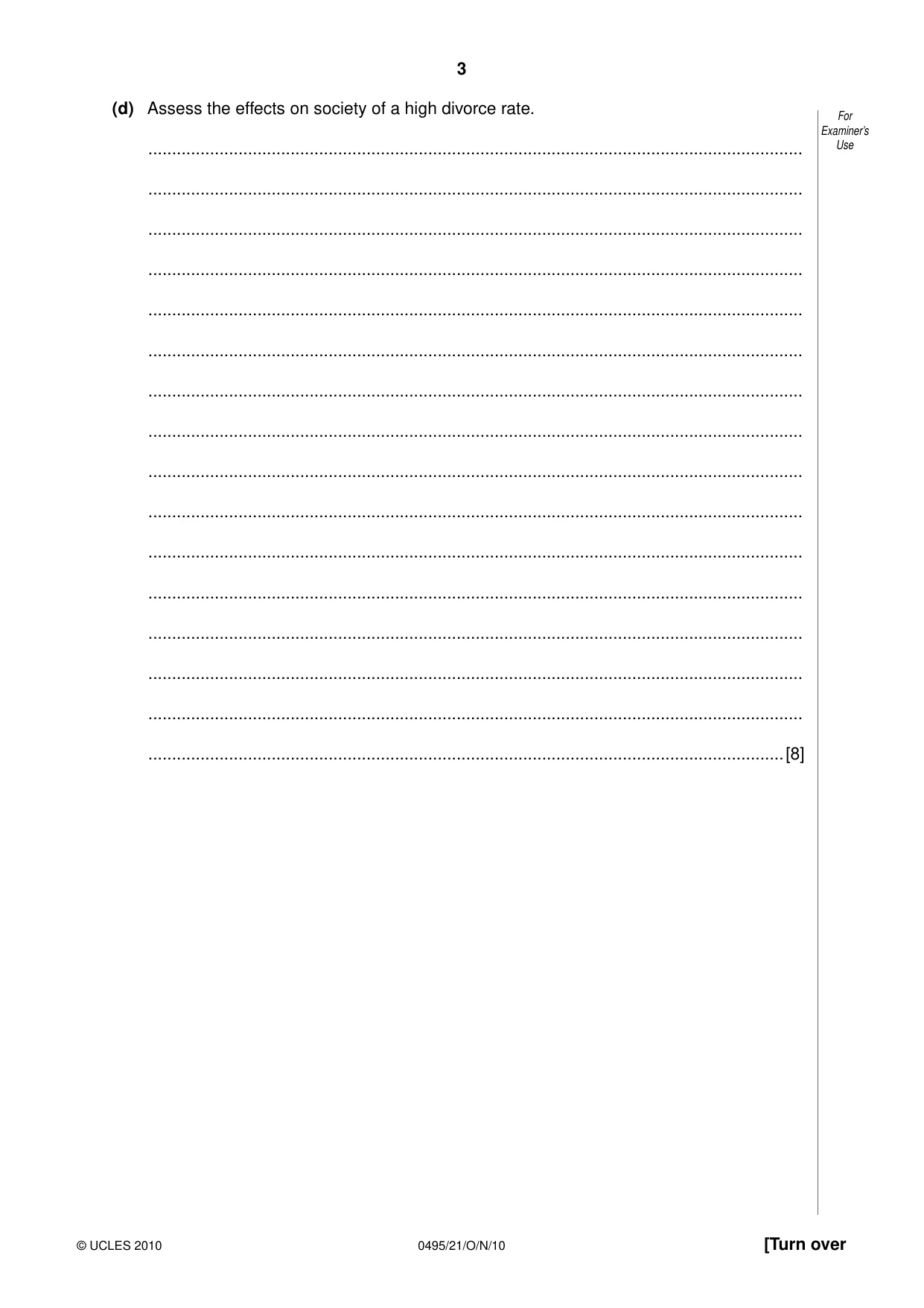 Cambridge IGCSE Sociology 0495 2010 Oct/Nov Paper 2 · Variant 1 question paper, page 3 of 20