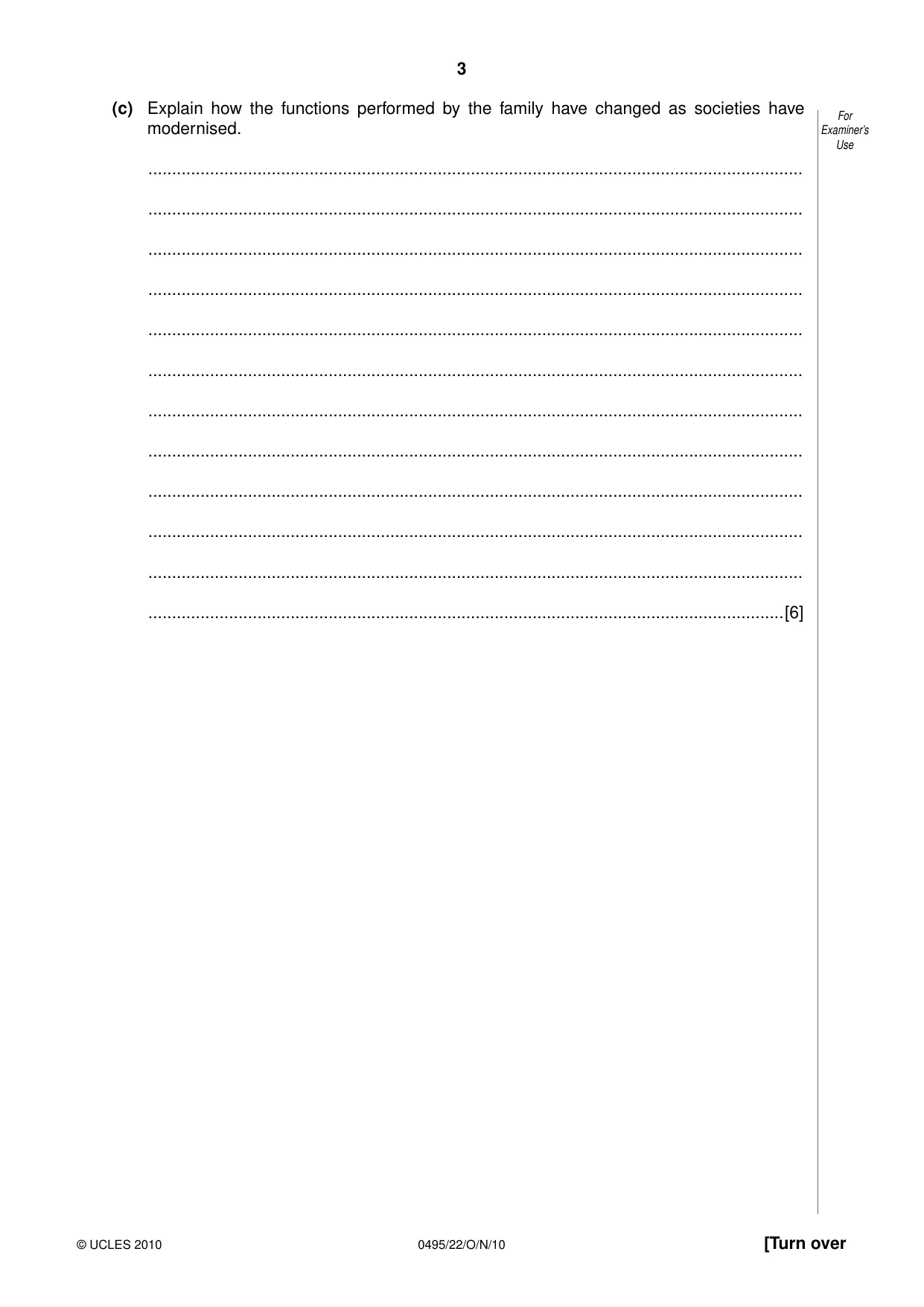 Cambridge IGCSE Sociology 0495 2010 Oct/Nov Paper 2 · Variant 2 question paper, page 3 of 28