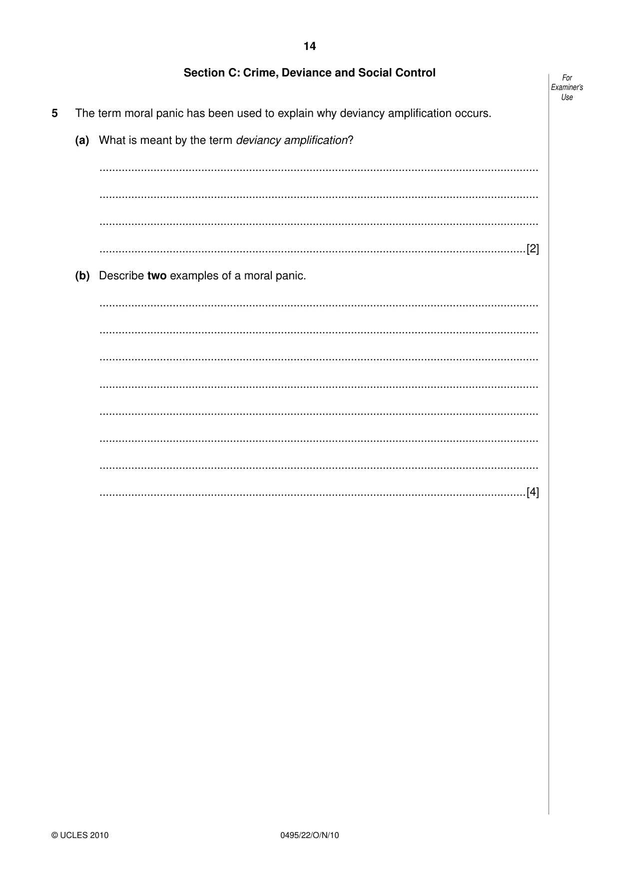 Cambridge IGCSE Sociology 0495 2010 Oct/Nov Paper 2 · Variant 2 question paper, page 14 of 28