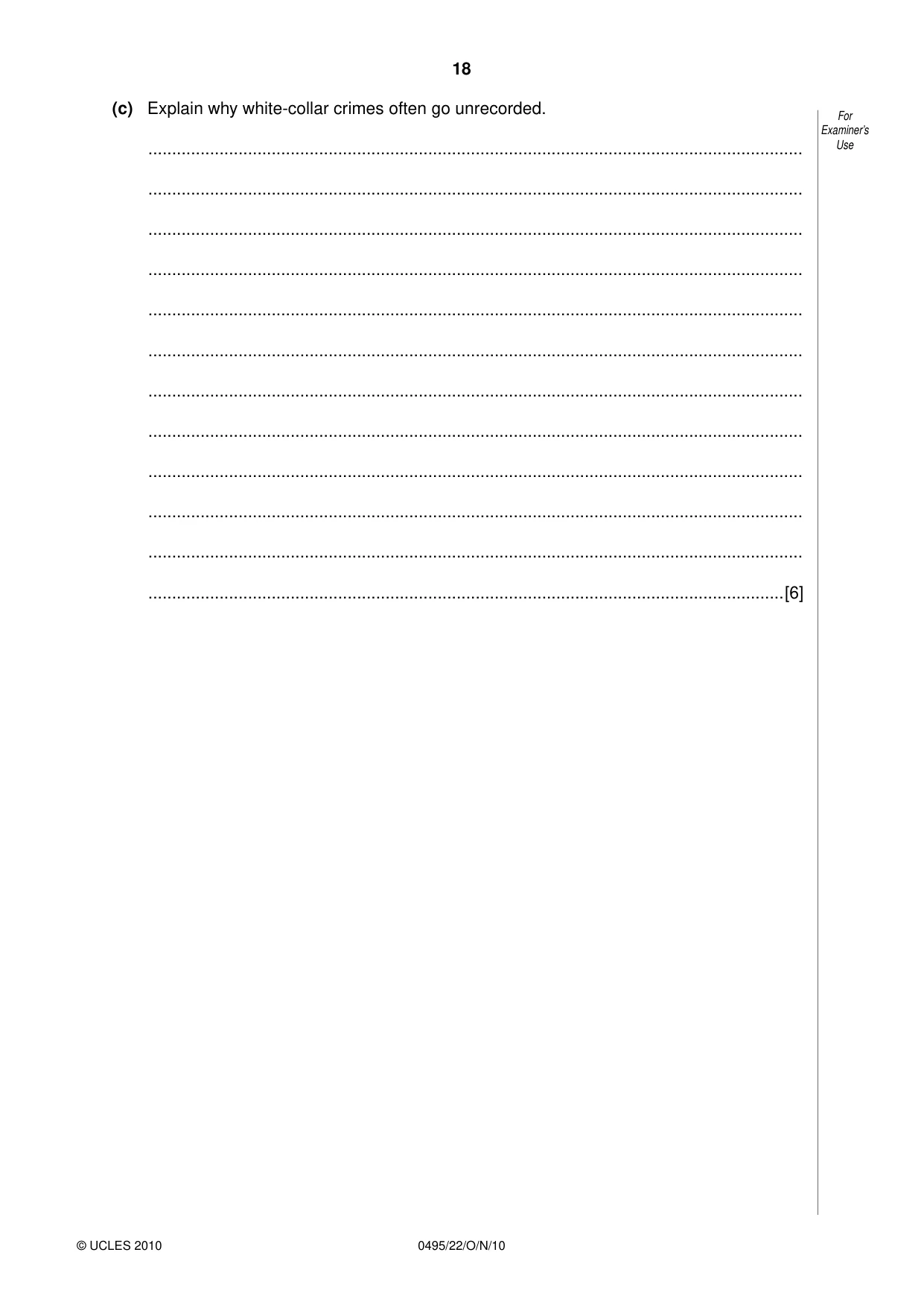 Cambridge IGCSE Sociology 0495 2010 Oct/Nov Paper 2 · Variant 2 question paper, page 18 of 28