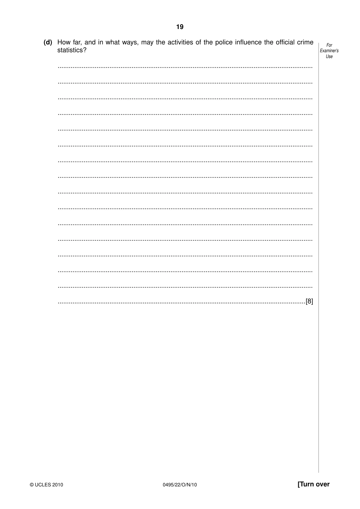 Cambridge IGCSE Sociology 0495 2010 Oct/Nov Paper 2 · Variant 2 question paper, page 19 of 28