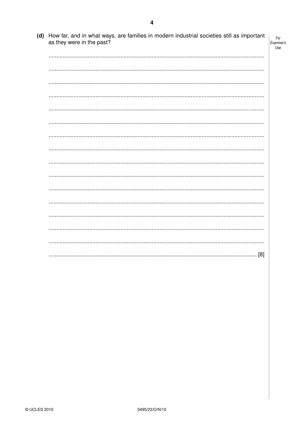 Cambridge IGCSE Sociology 0495 2010 Oct/Nov Paper 2 · Variant 3 question paper, page 4 of 28