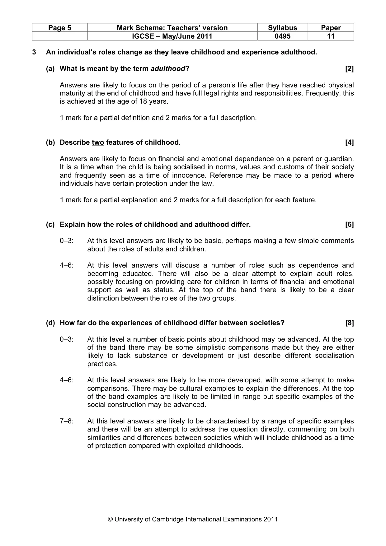 Mark scheme, page 5 of 9