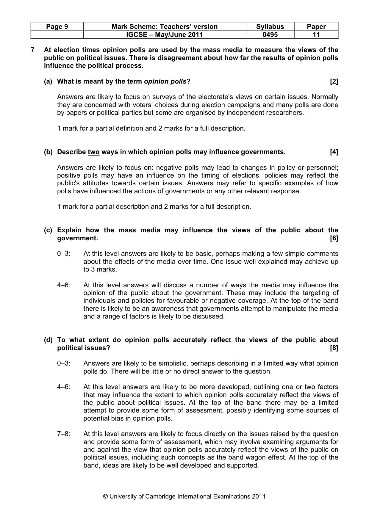 Mark scheme, page 9 of 9