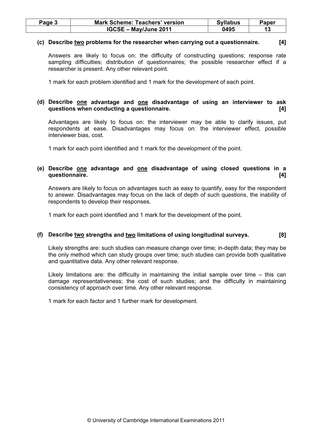 Mark scheme, page 3 of 9