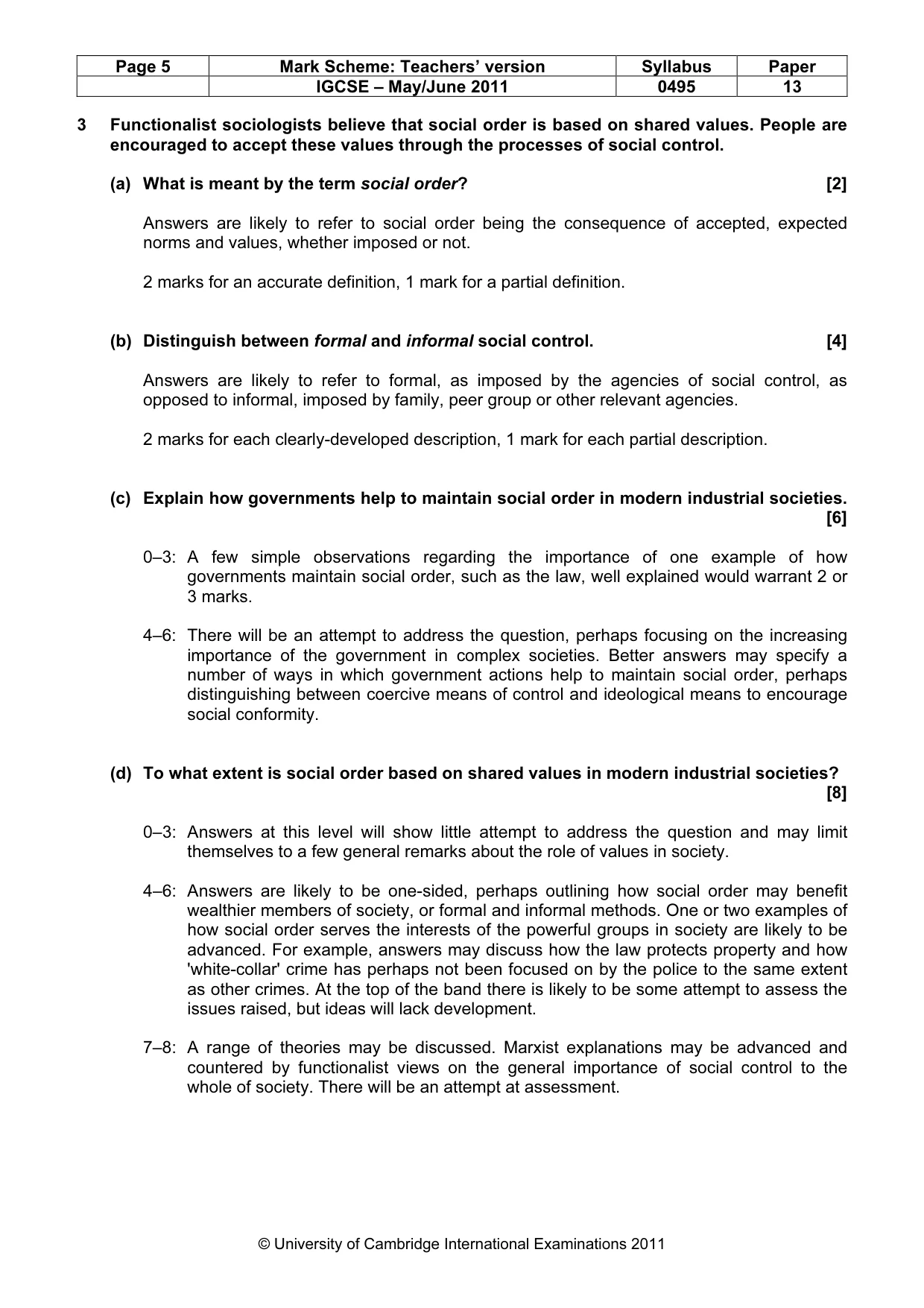Mark scheme, page 5 of 9