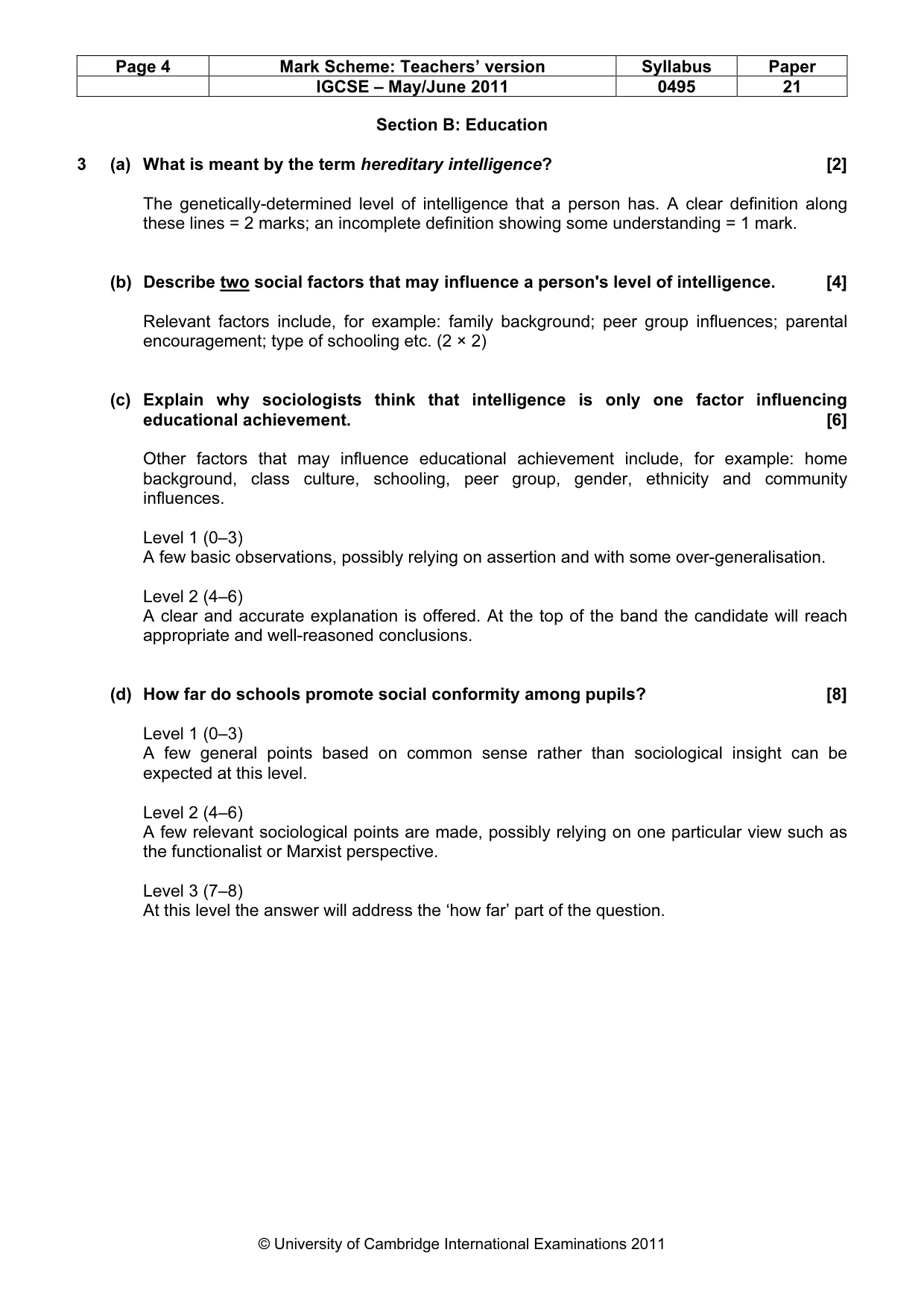 Mark scheme, page 4 of 9
