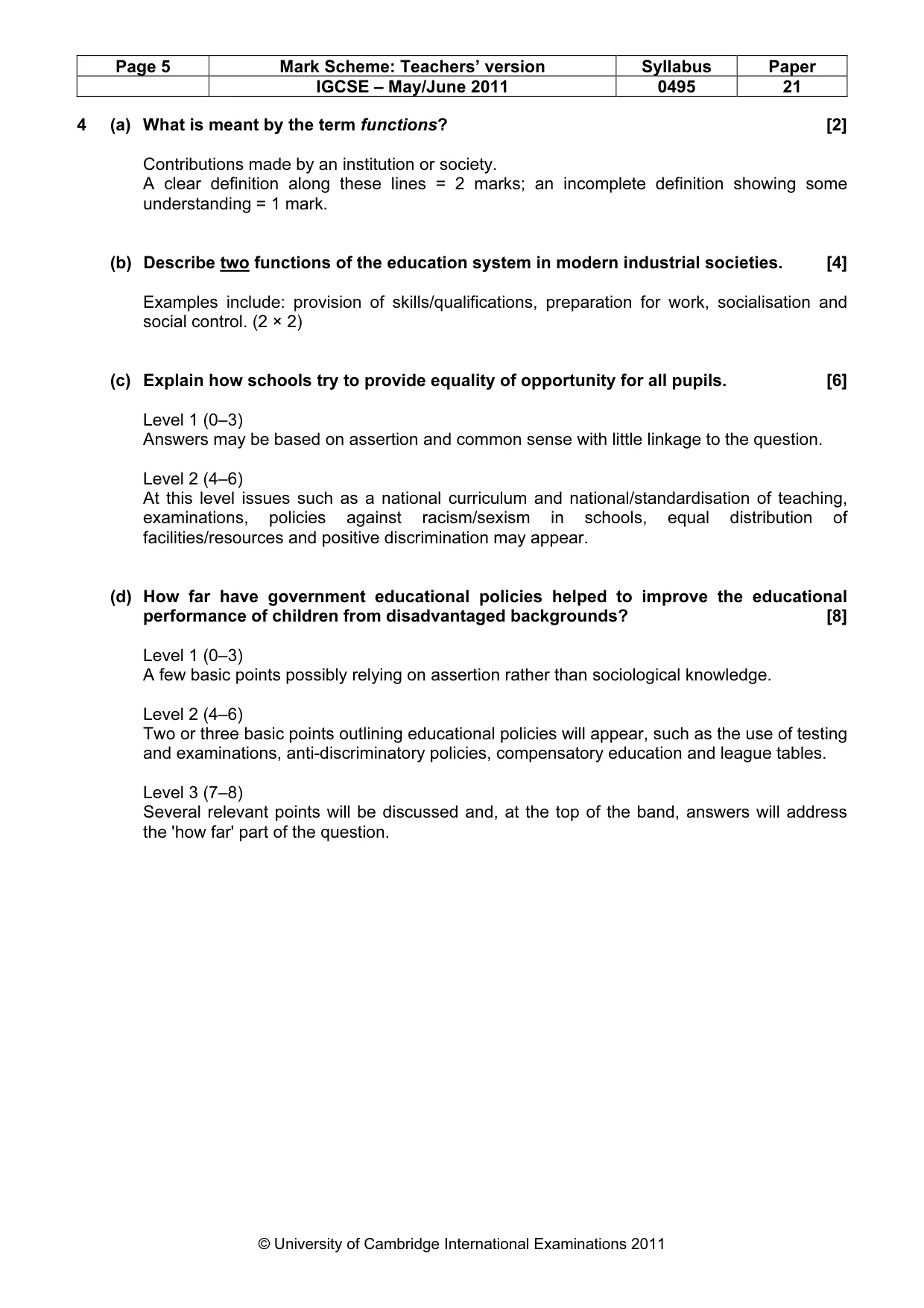 Mark scheme, page 5 of 9