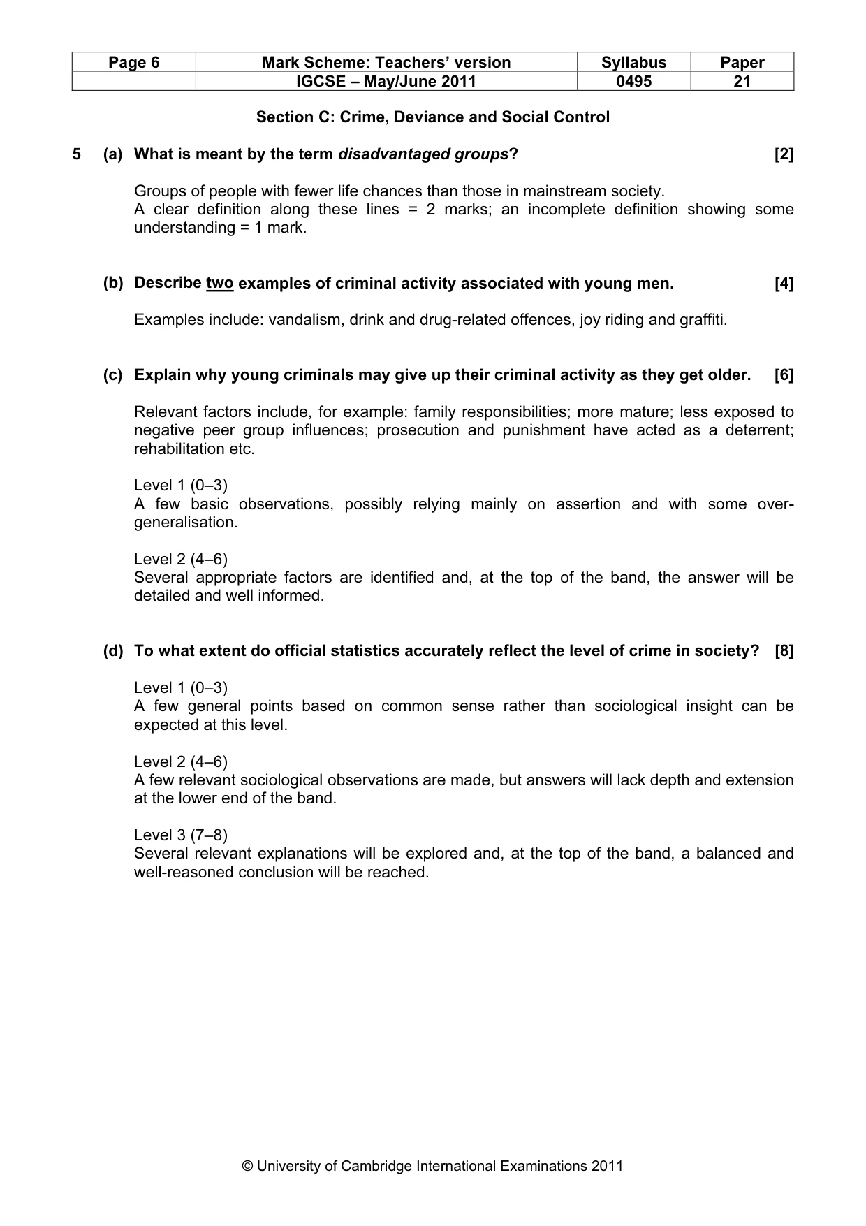 Mark scheme, page 6 of 9