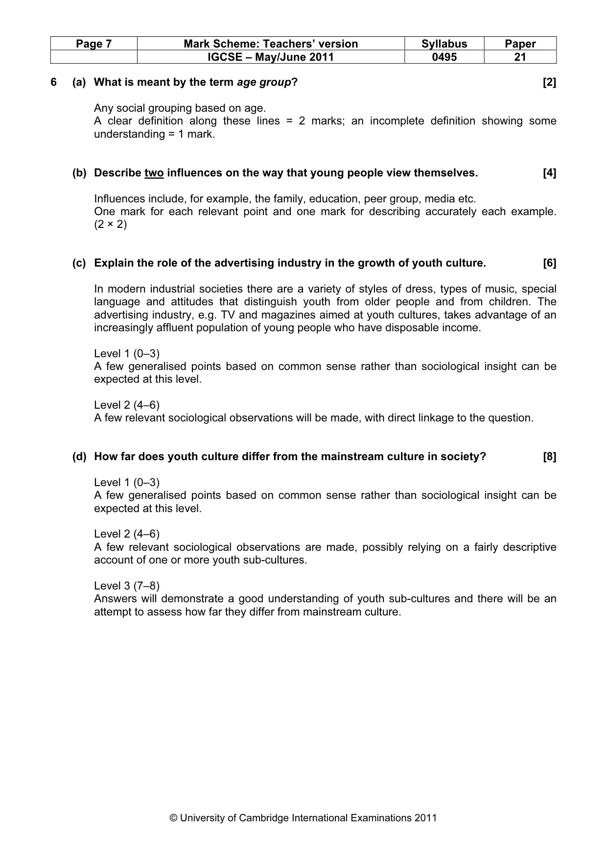 Mark scheme, page 7 of 9