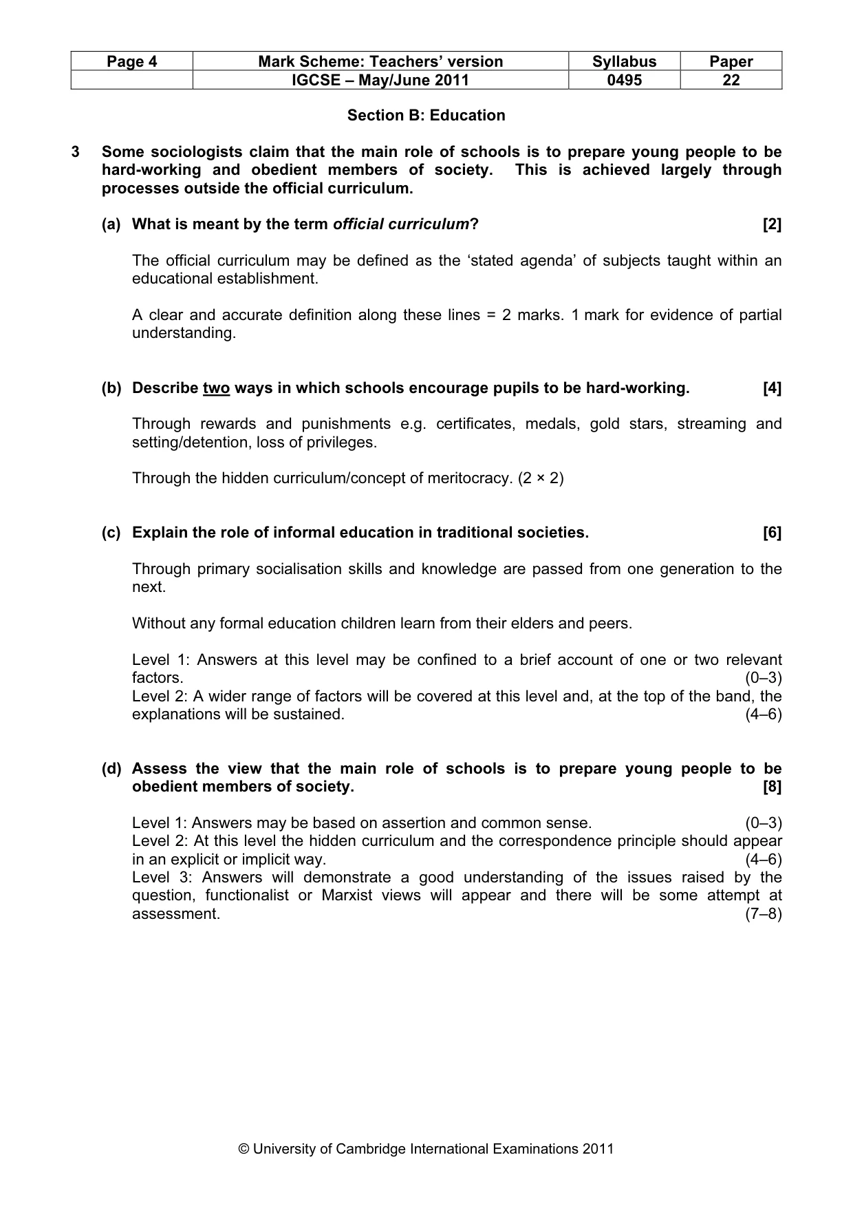 Mark scheme, page 4 of 9