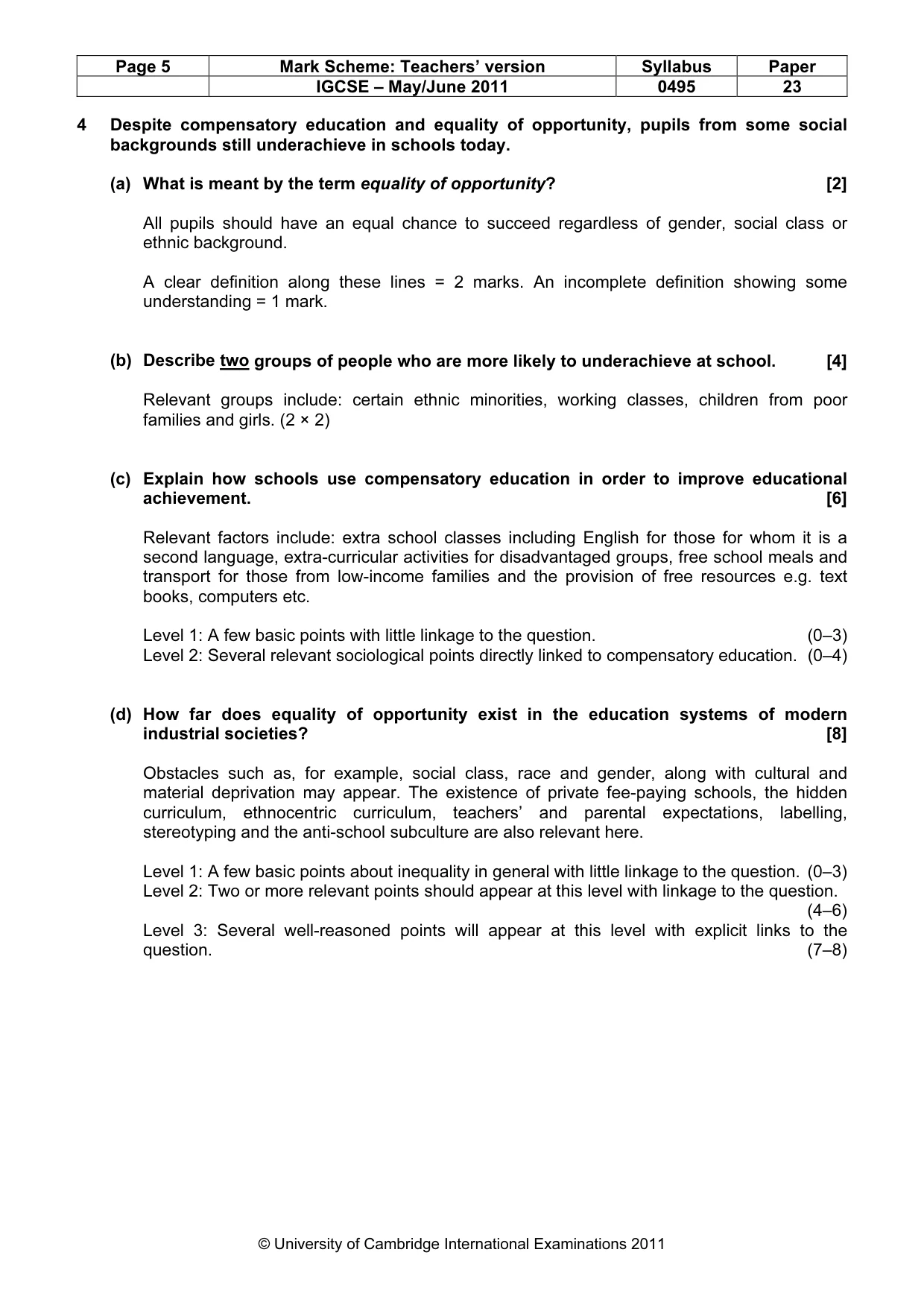 Mark scheme, page 5 of 9