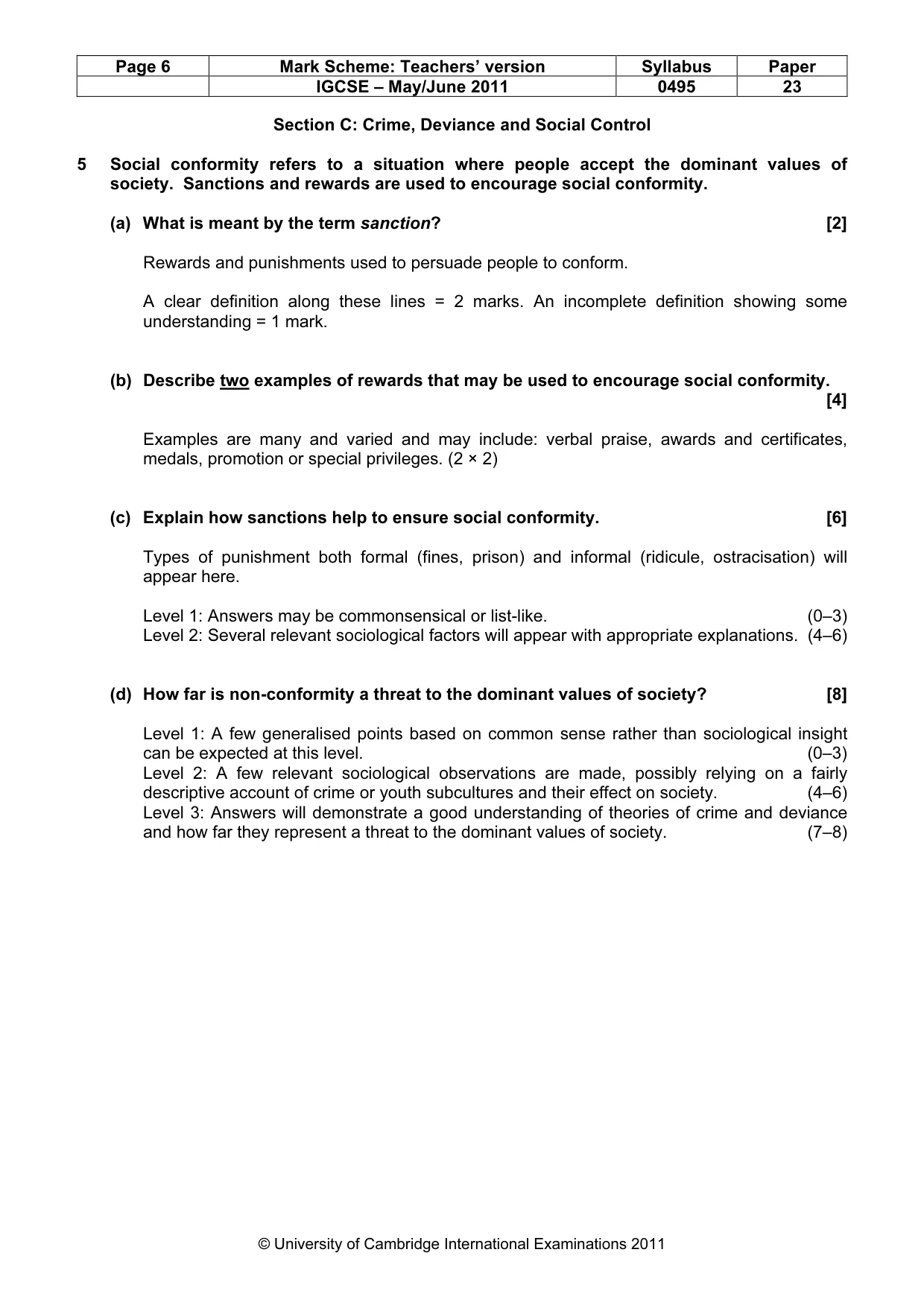 Mark scheme, page 6 of 9