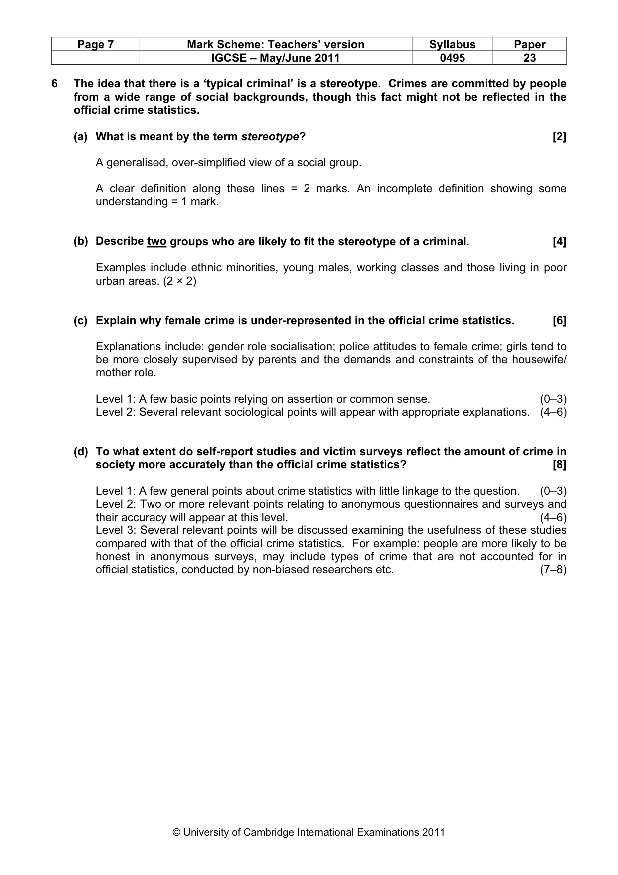 Mark scheme, page 7 of 9
