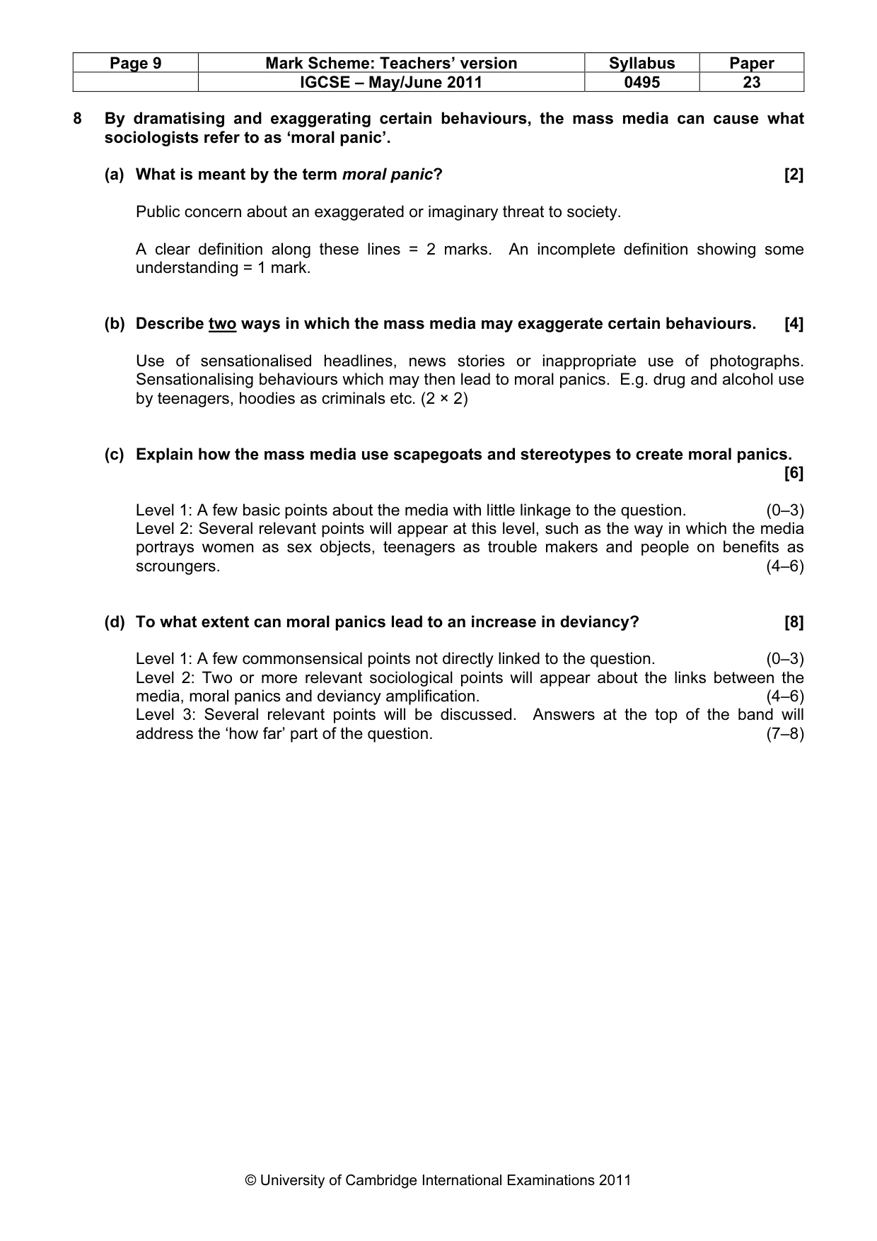 Mark scheme, page 9 of 9