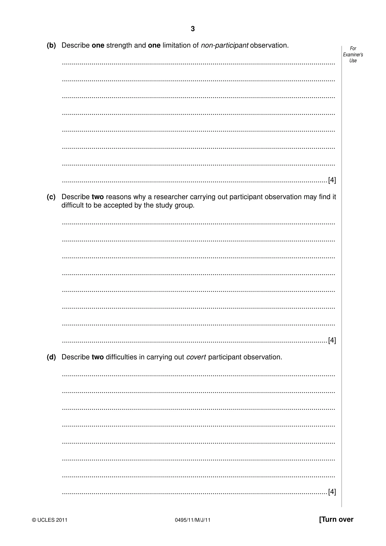 Cambridge IGCSE Sociology 0495 2011 May/June Paper 1 · Variant 1 question paper, page 3 of 24