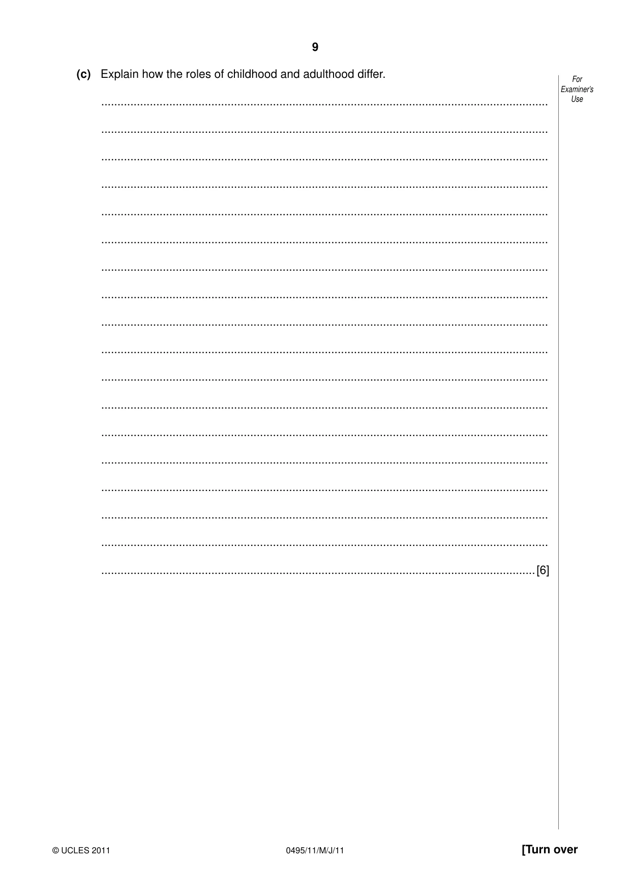 Cambridge IGCSE Sociology 0495 2011 May/June Paper 1 · Variant 1 question paper, page 9 of 24