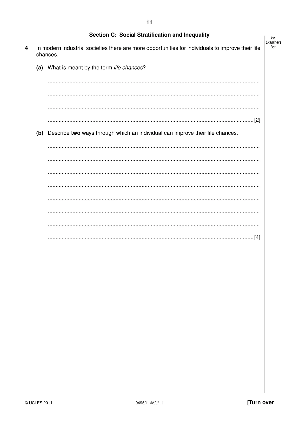 Cambridge IGCSE Sociology 0495 2011 May/June Paper 1 · Variant 1 question paper, page 11 of 24