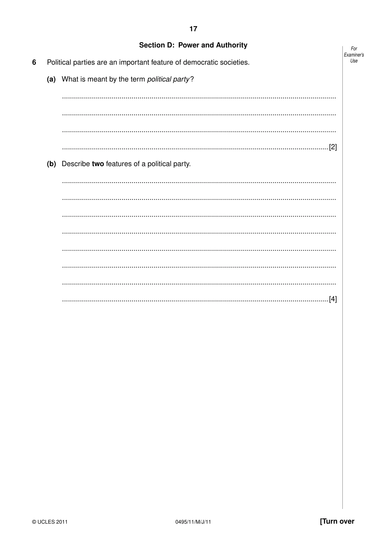 Cambridge IGCSE Sociology 0495 2011 May/June Paper 1 · Variant 1 question paper, page 17 of 24