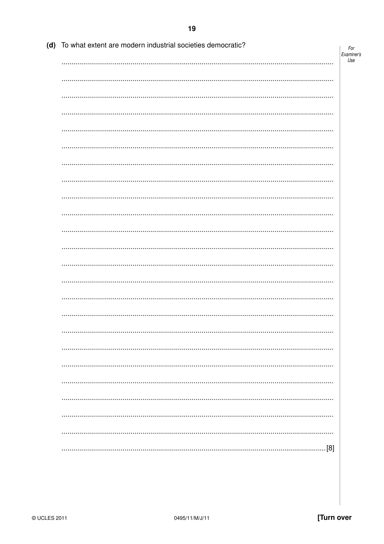 Cambridge IGCSE Sociology 0495 2011 May/June Paper 1 · Variant 1 question paper, page 19 of 24