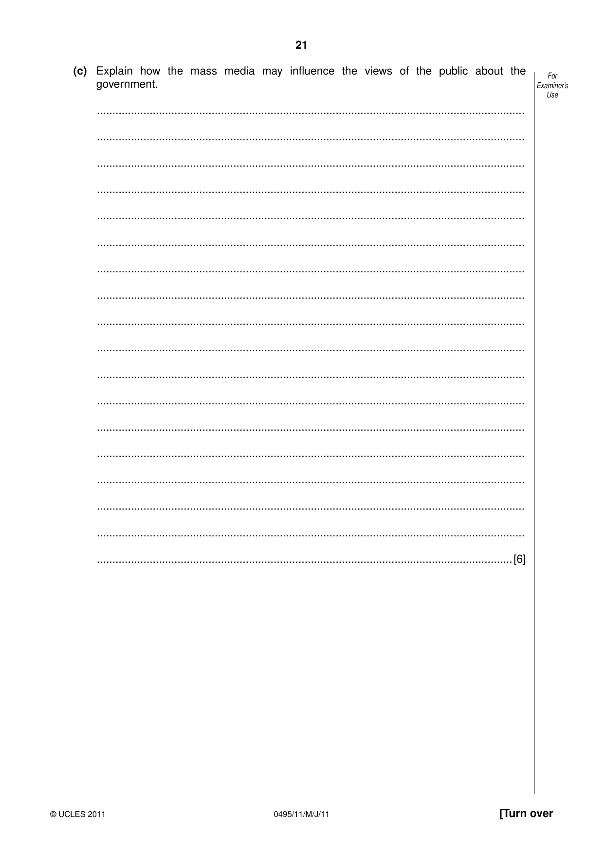 Cambridge IGCSE Sociology 0495 2011 May/June Paper 1 · Variant 1 question paper, page 21 of 24