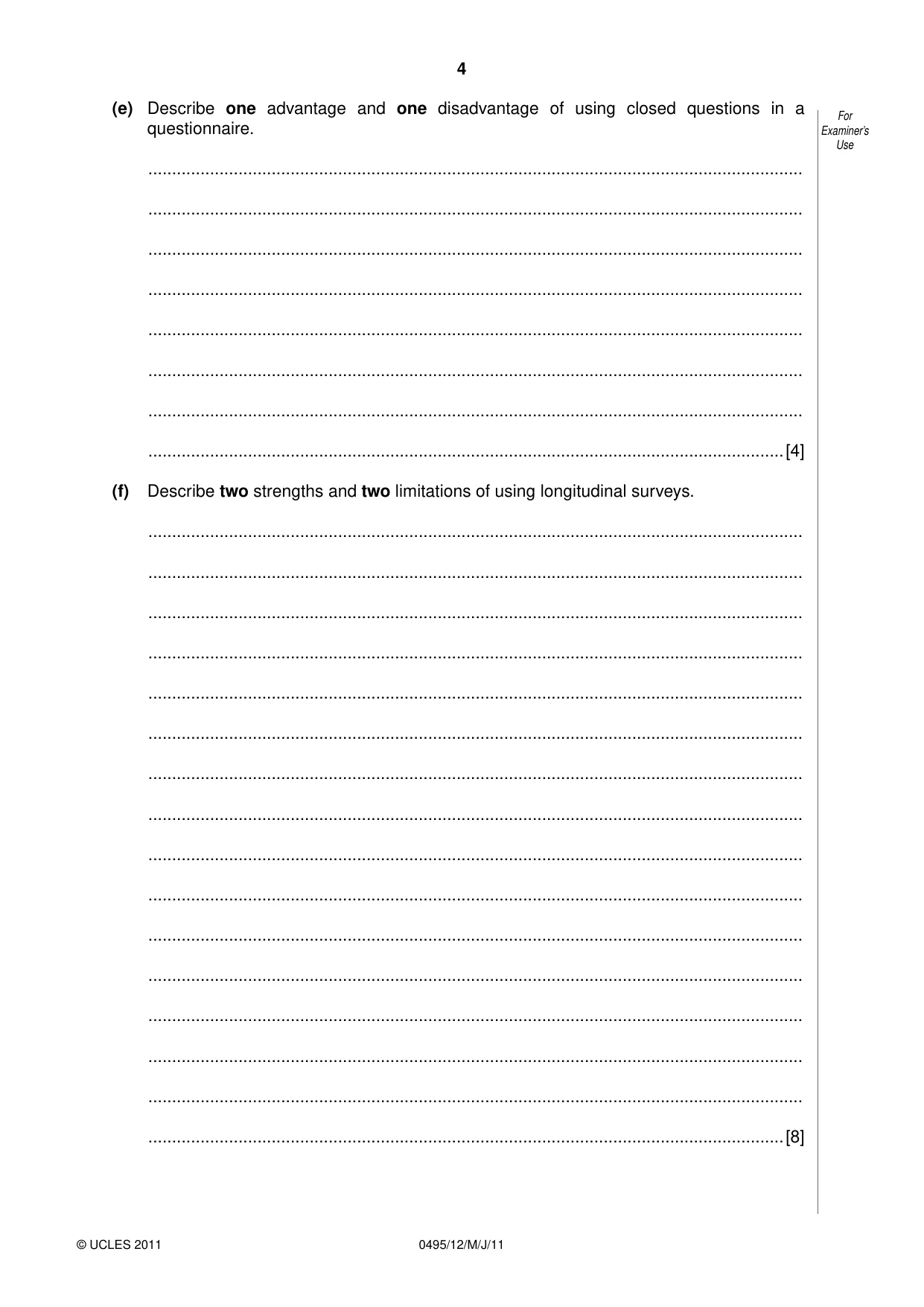 Cambridge IGCSE Sociology 0495 2011 May/June Paper 1 · Variant 2 question paper, page 4 of 24
