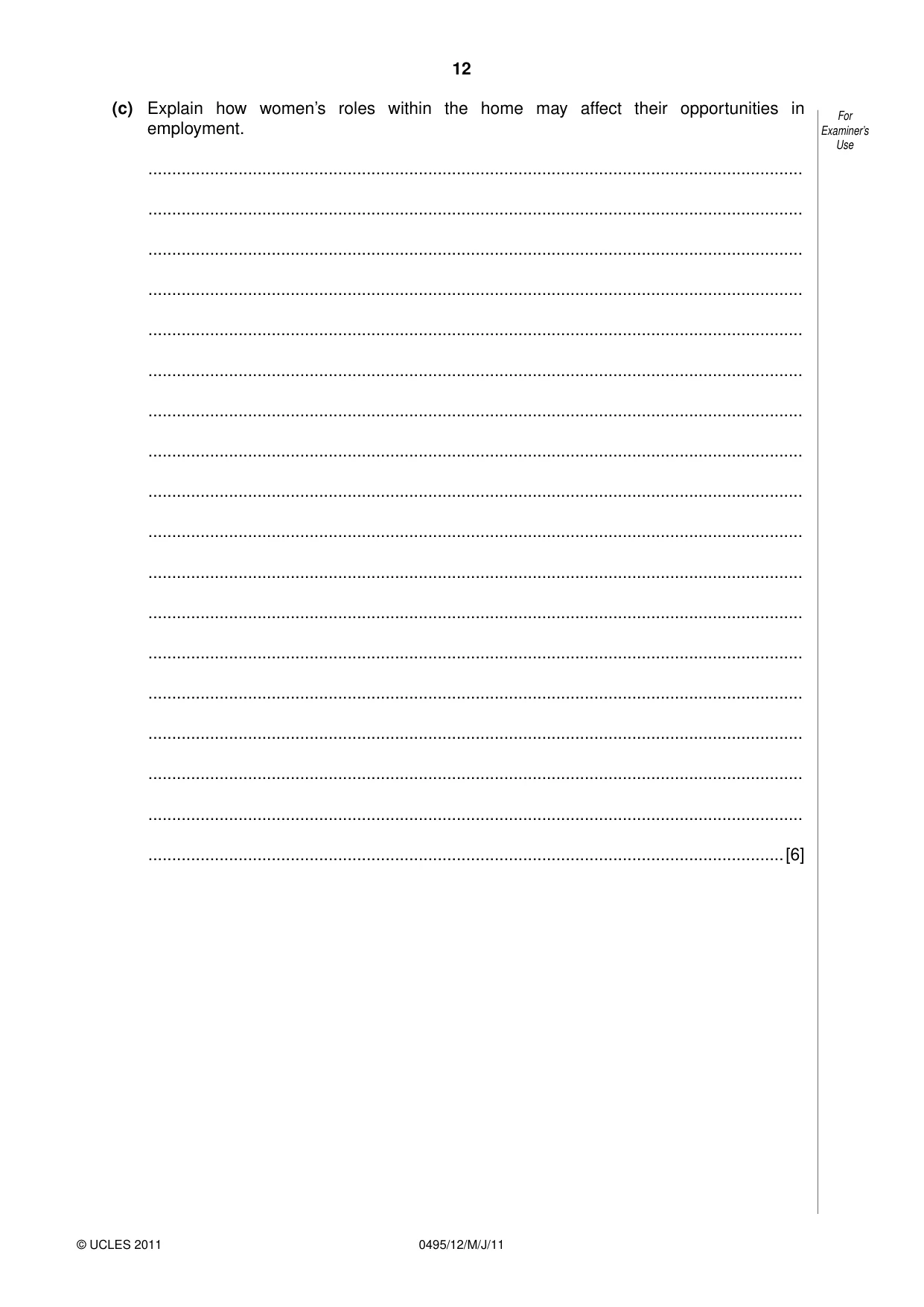 Cambridge IGCSE Sociology 0495 2011 May/June Paper 1 · Variant 2 question paper, page 12 of 24
