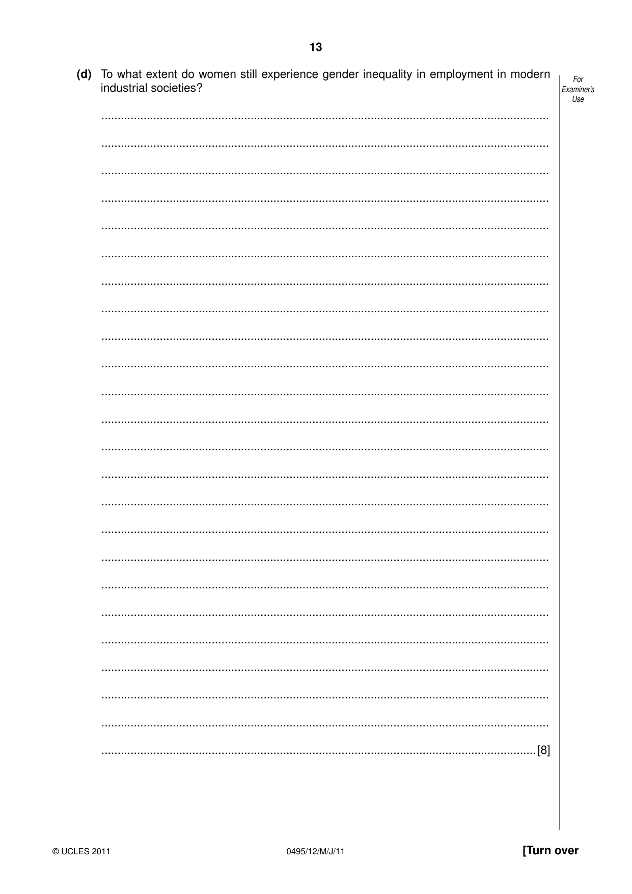 Cambridge IGCSE Sociology 0495 2011 May/June Paper 1 · Variant 2 question paper, page 13 of 24