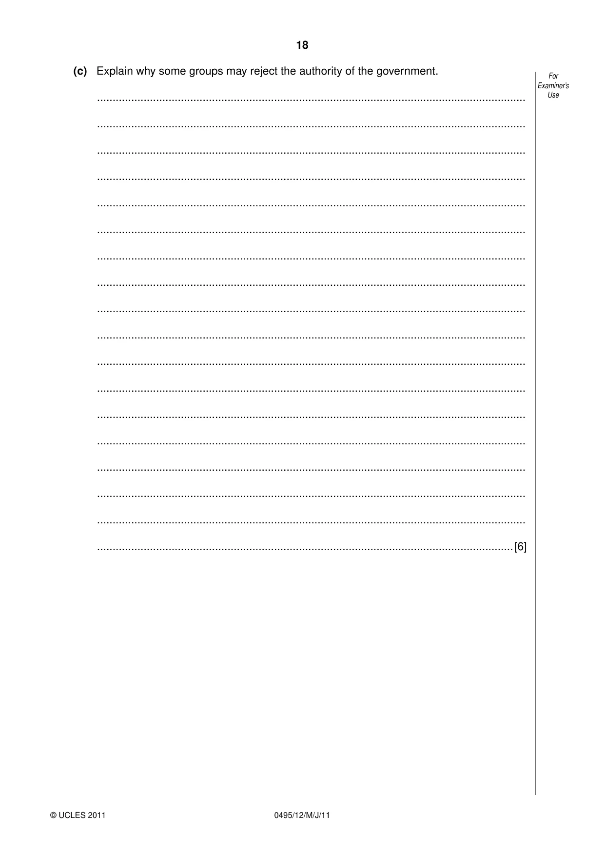 Cambridge IGCSE Sociology 0495 2011 May/June Paper 1 · Variant 2 question paper, page 18 of 24