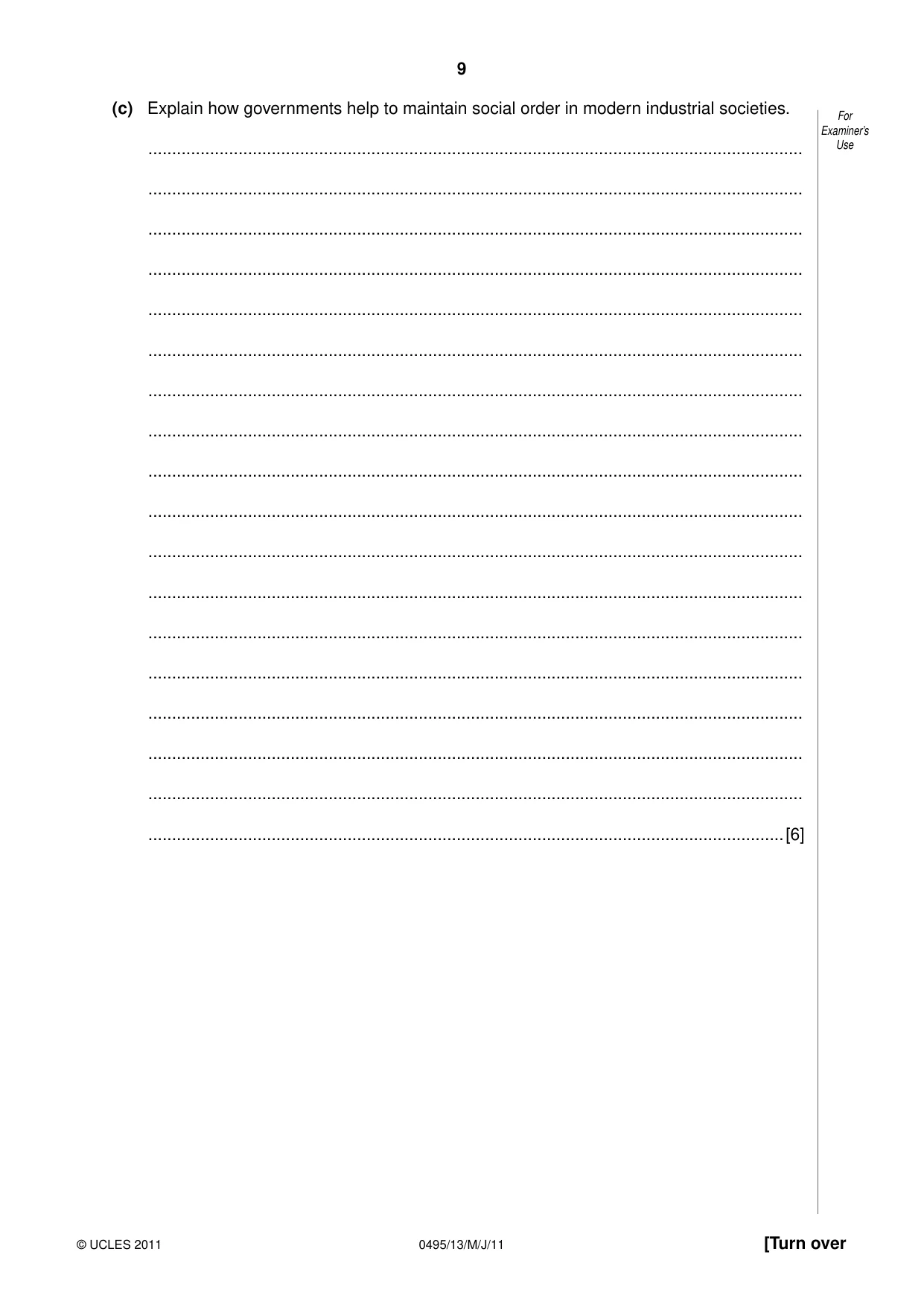 Cambridge IGCSE Sociology 0495 2011 May/June Paper 1 · Variant 3 question paper, page 9 of 24