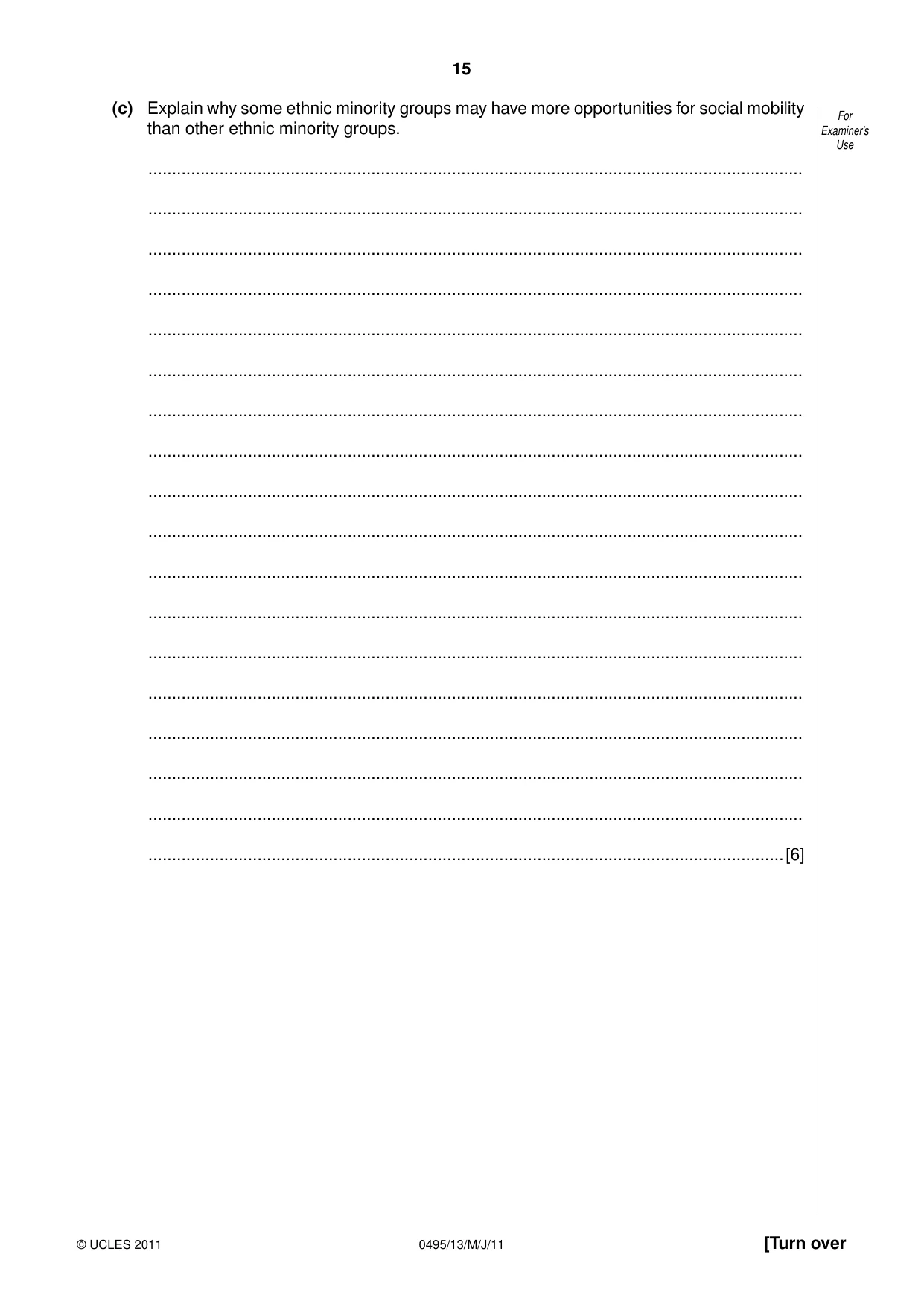 Cambridge IGCSE Sociology 0495 2011 May/June Paper 1 · Variant 3 question paper, page 15 of 24