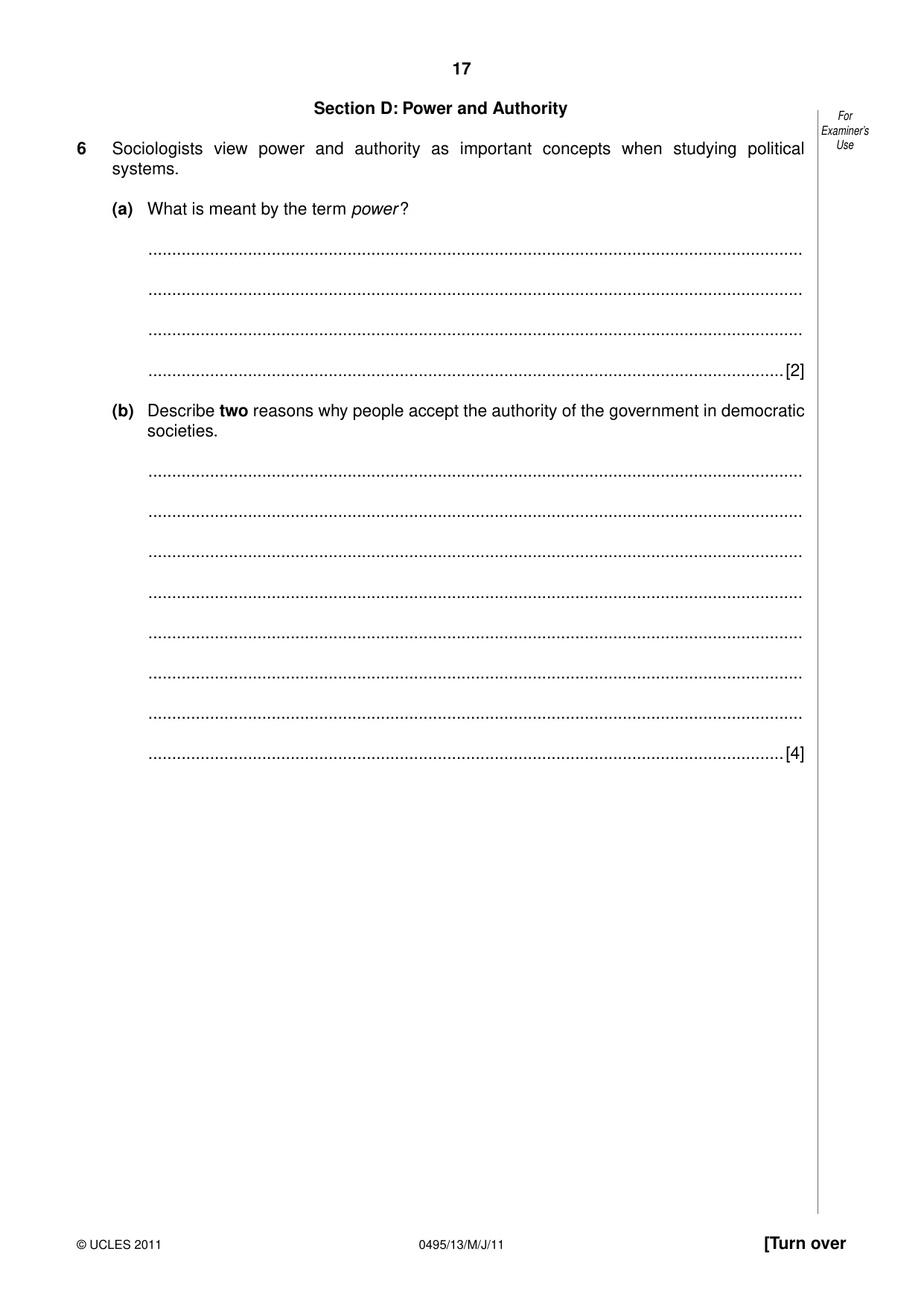 Cambridge IGCSE Sociology 0495 2011 May/June Paper 1 · Variant 3 question paper, page 17 of 24