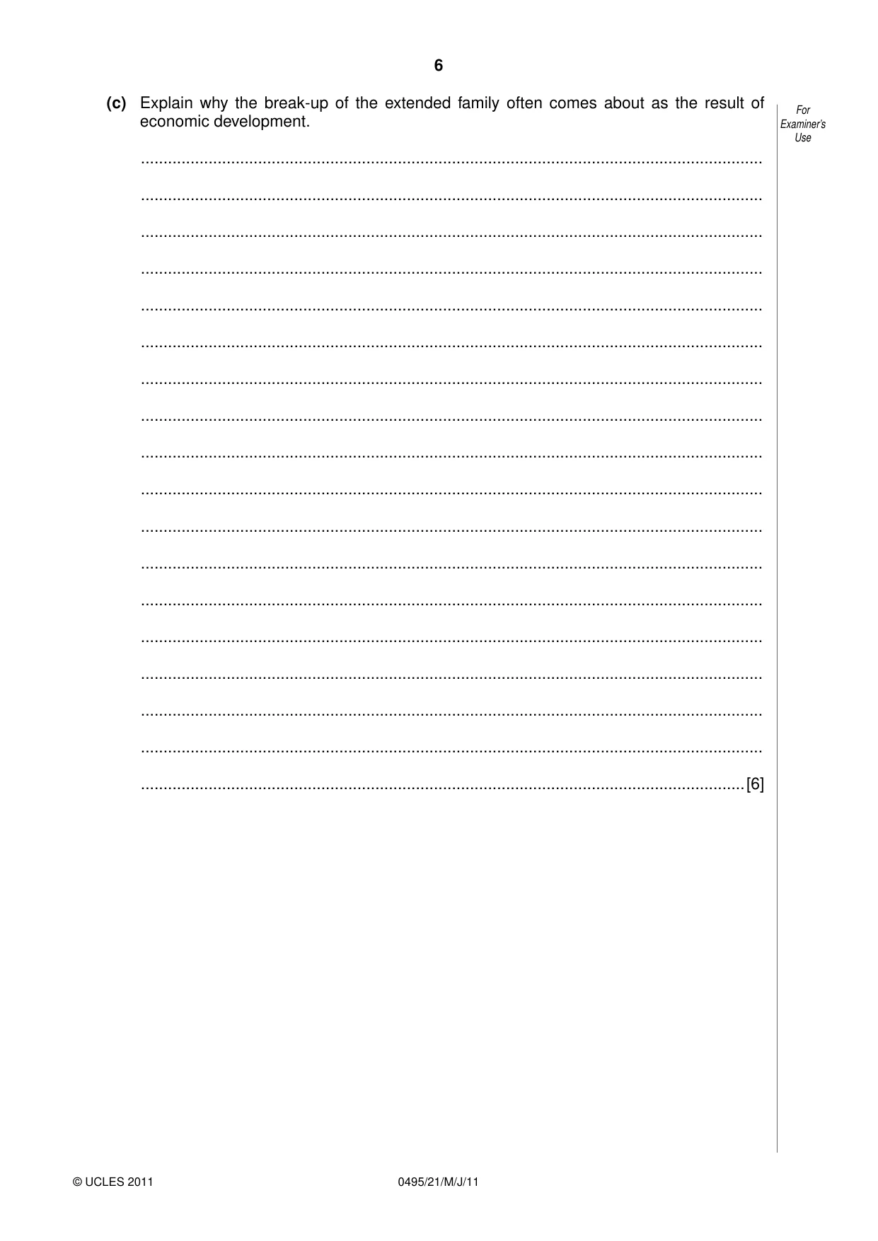 Cambridge IGCSE Sociology 0495 2011 May/June Paper 2 · Variant 1 question paper, page 6 of 28