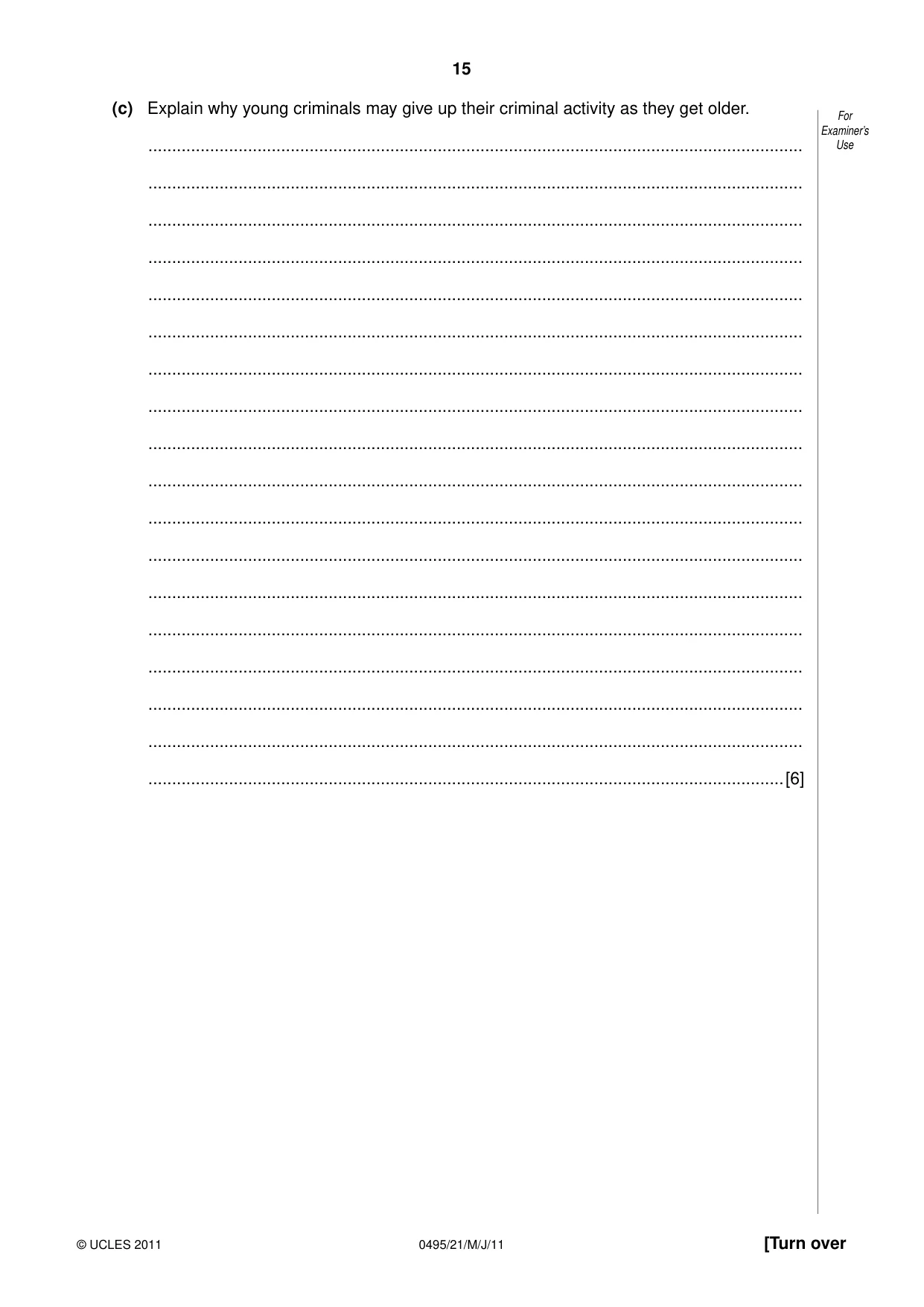 Cambridge IGCSE Sociology 0495 2011 May/June Paper 2 · Variant 1 question paper, page 15 of 28