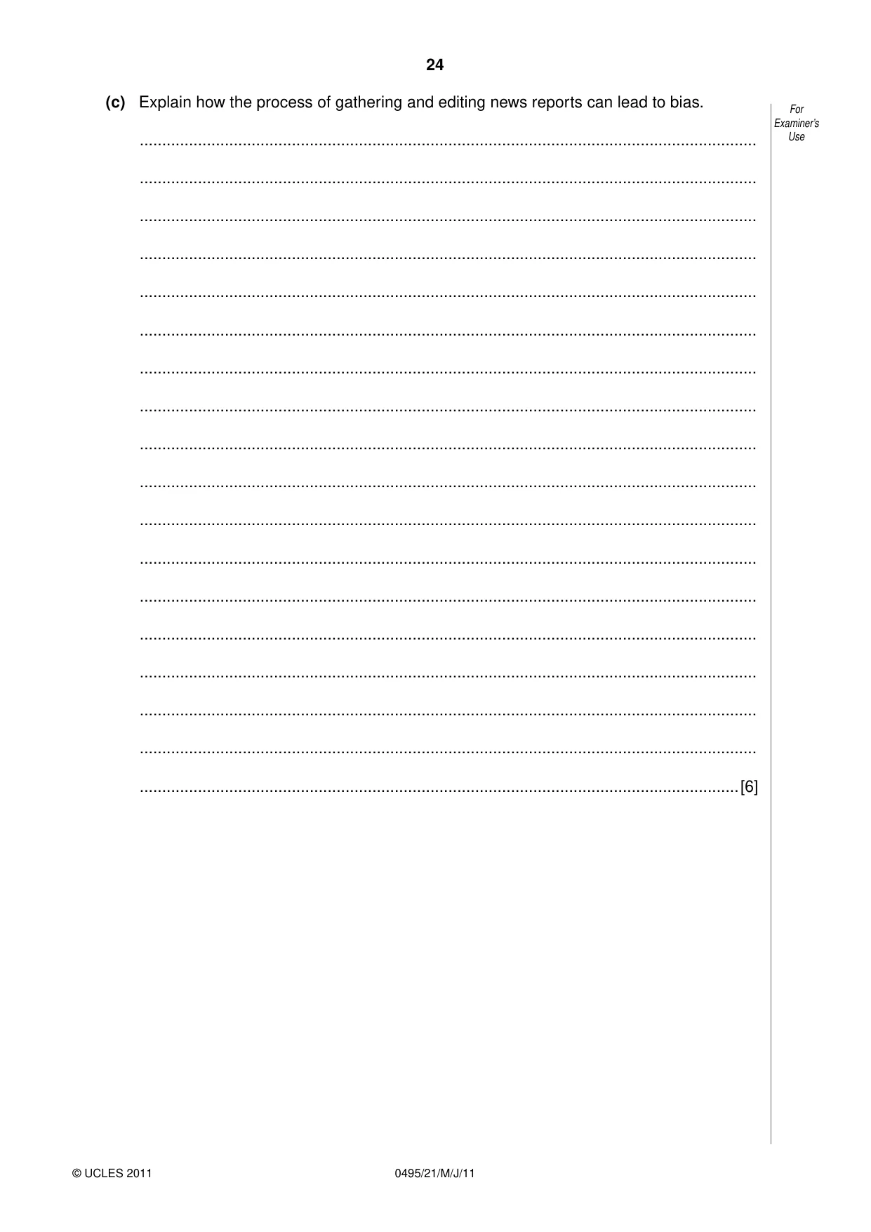 Cambridge IGCSE Sociology 0495 2011 May/June Paper 2 · Variant 1 question paper, page 24 of 28