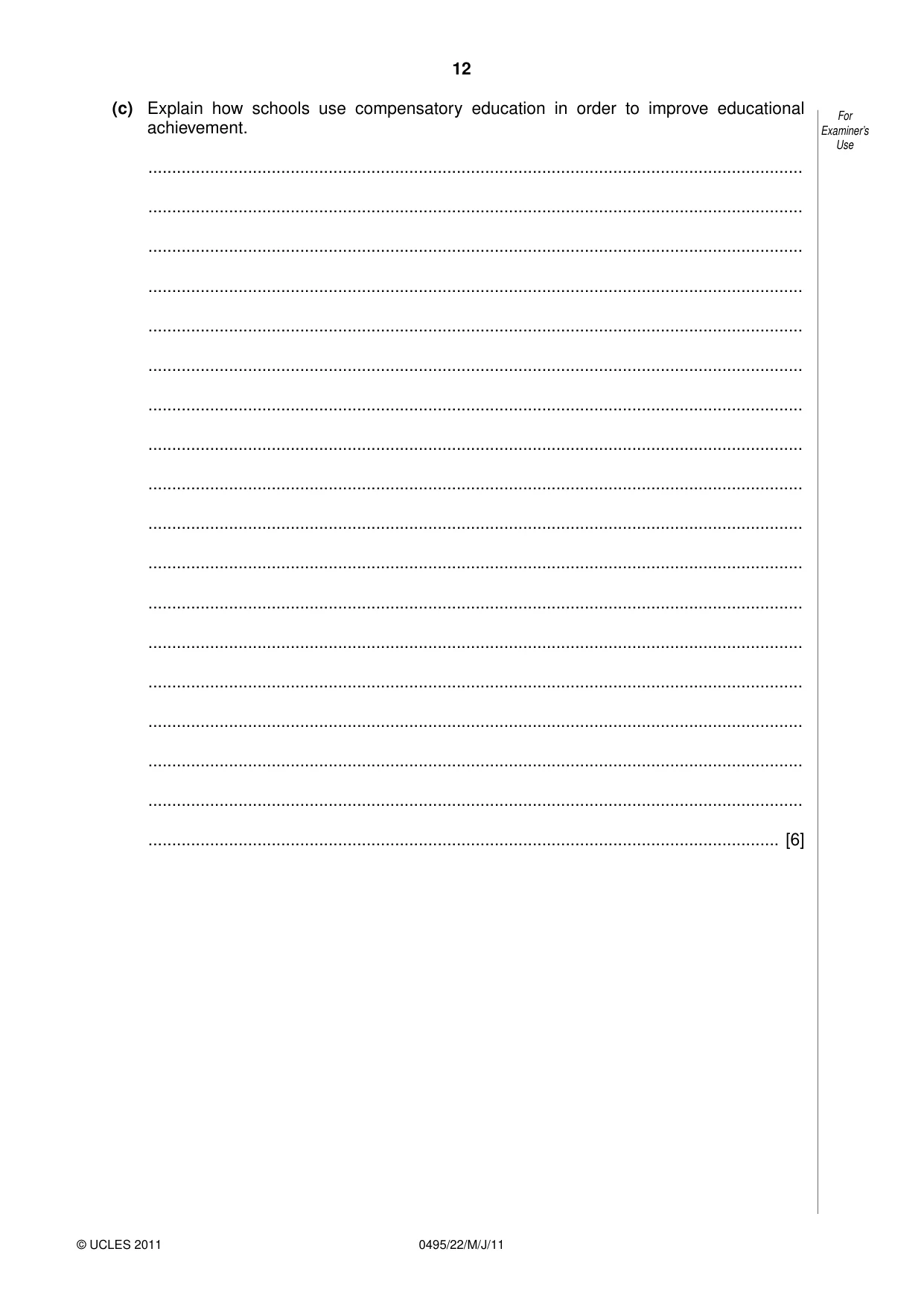 Cambridge IGCSE Sociology 0495 2011 May/June Paper 2 · Variant 2 question paper, page 12 of 28