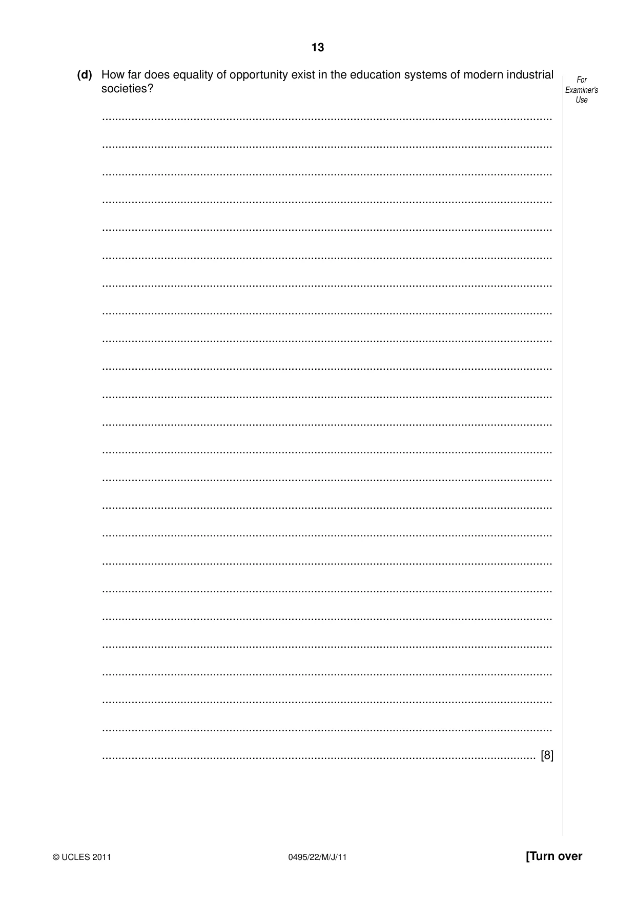 Cambridge IGCSE Sociology 0495 2011 May/June Paper 2 · Variant 2 question paper, page 13 of 28