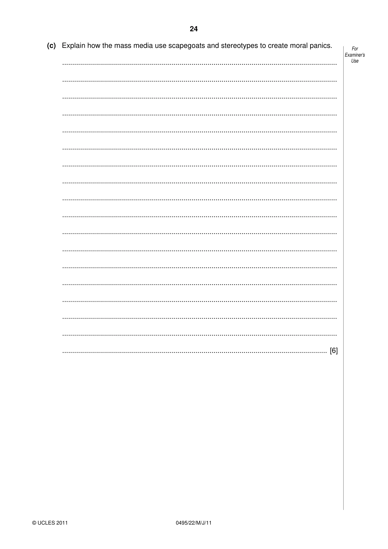 Cambridge IGCSE Sociology 0495 2011 May/June Paper 2 · Variant 2 question paper, page 24 of 28