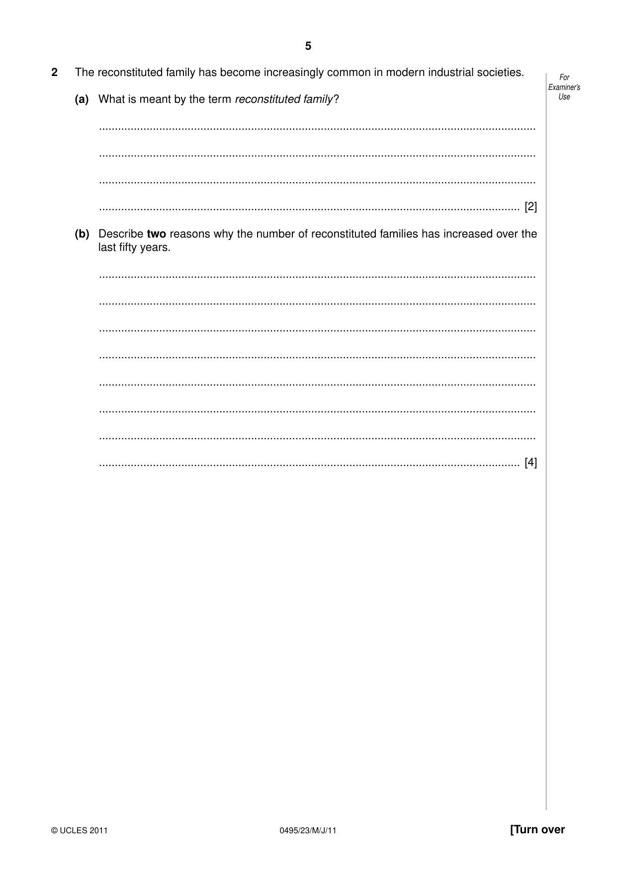 Cambridge IGCSE Sociology 0495 2011 May/June Paper 2 · Variant 3 question paper, page 5 of 28