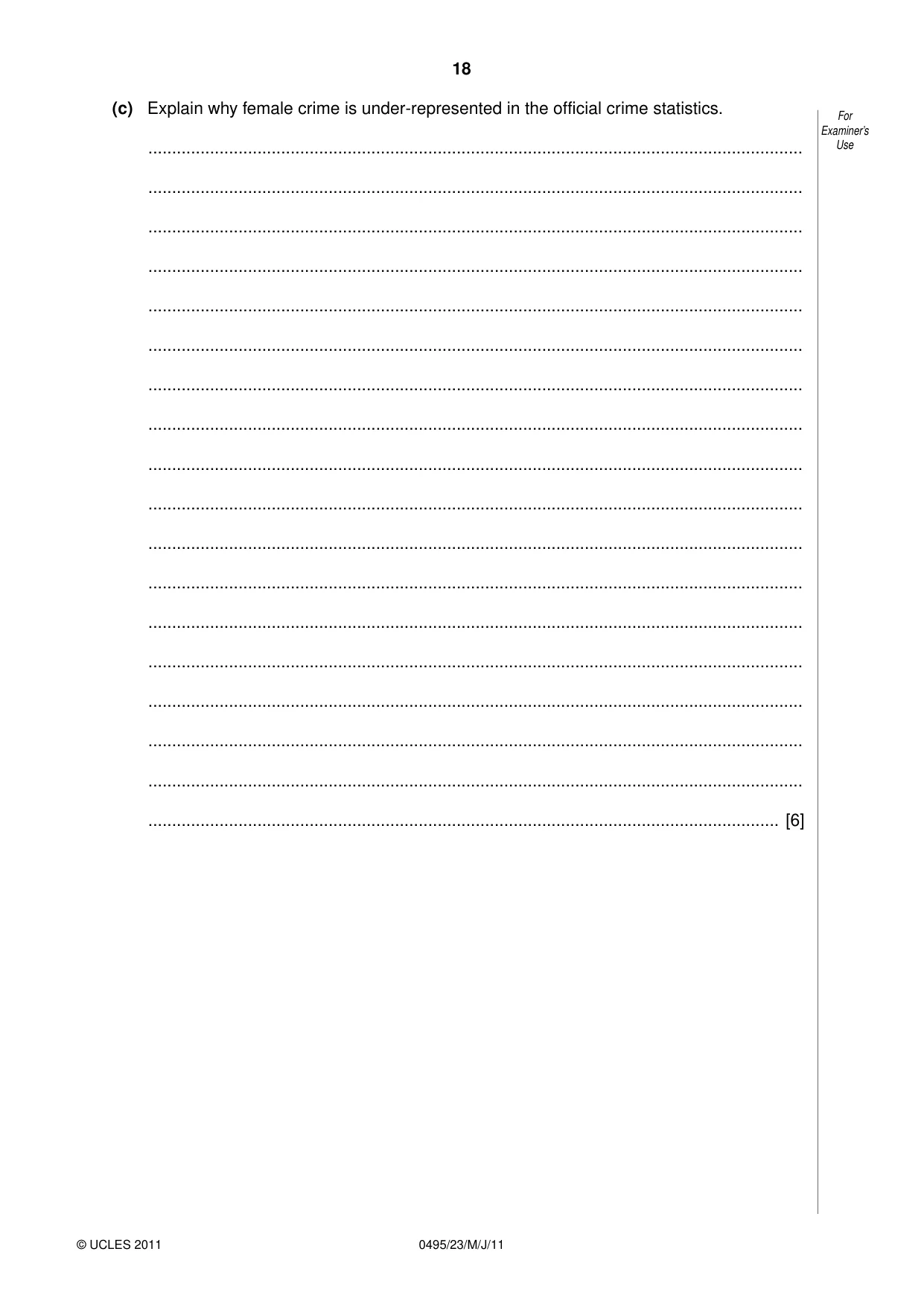 Cambridge IGCSE Sociology 0495 2011 May/June Paper 2 · Variant 3 question paper, page 18 of 28