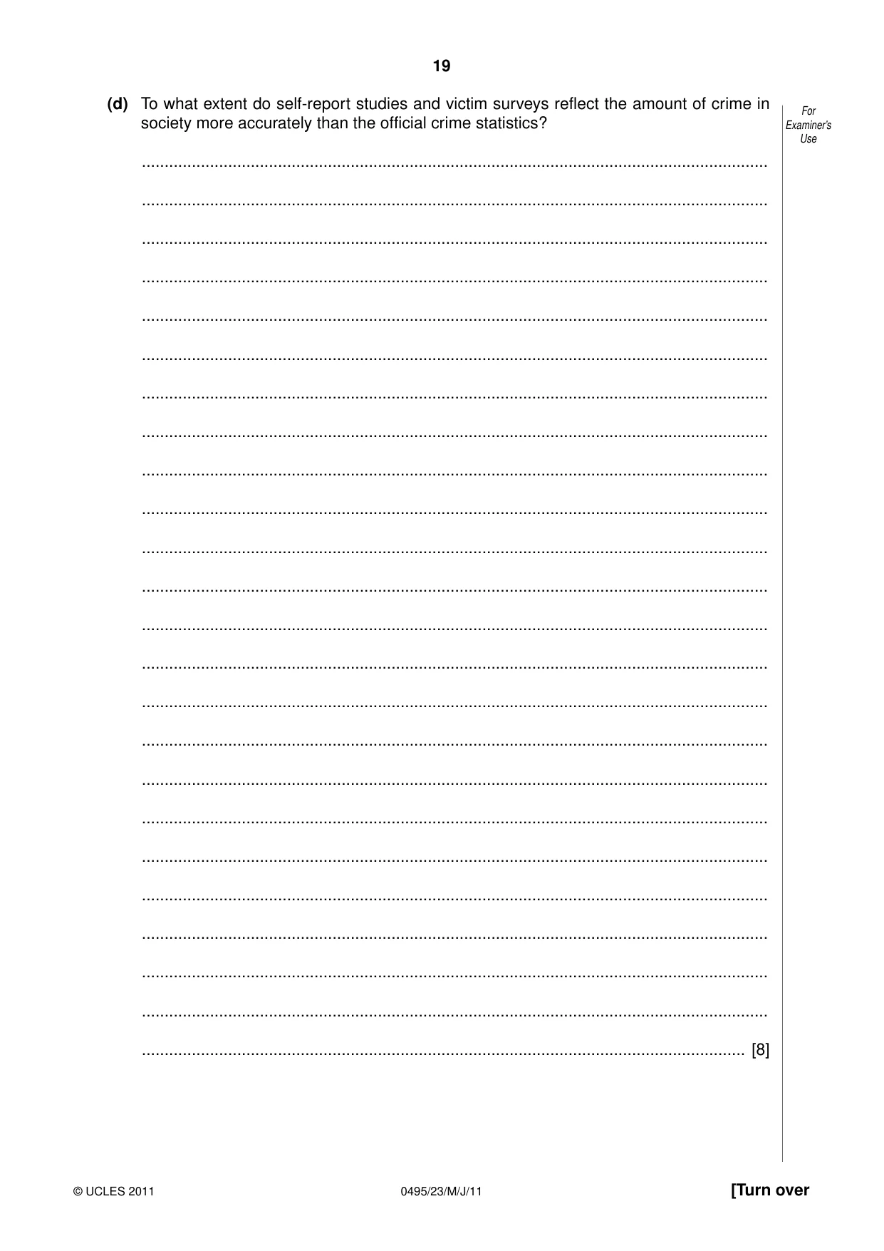 Cambridge IGCSE Sociology 0495 2011 May/June Paper 2 · Variant 3 question paper, page 19 of 28